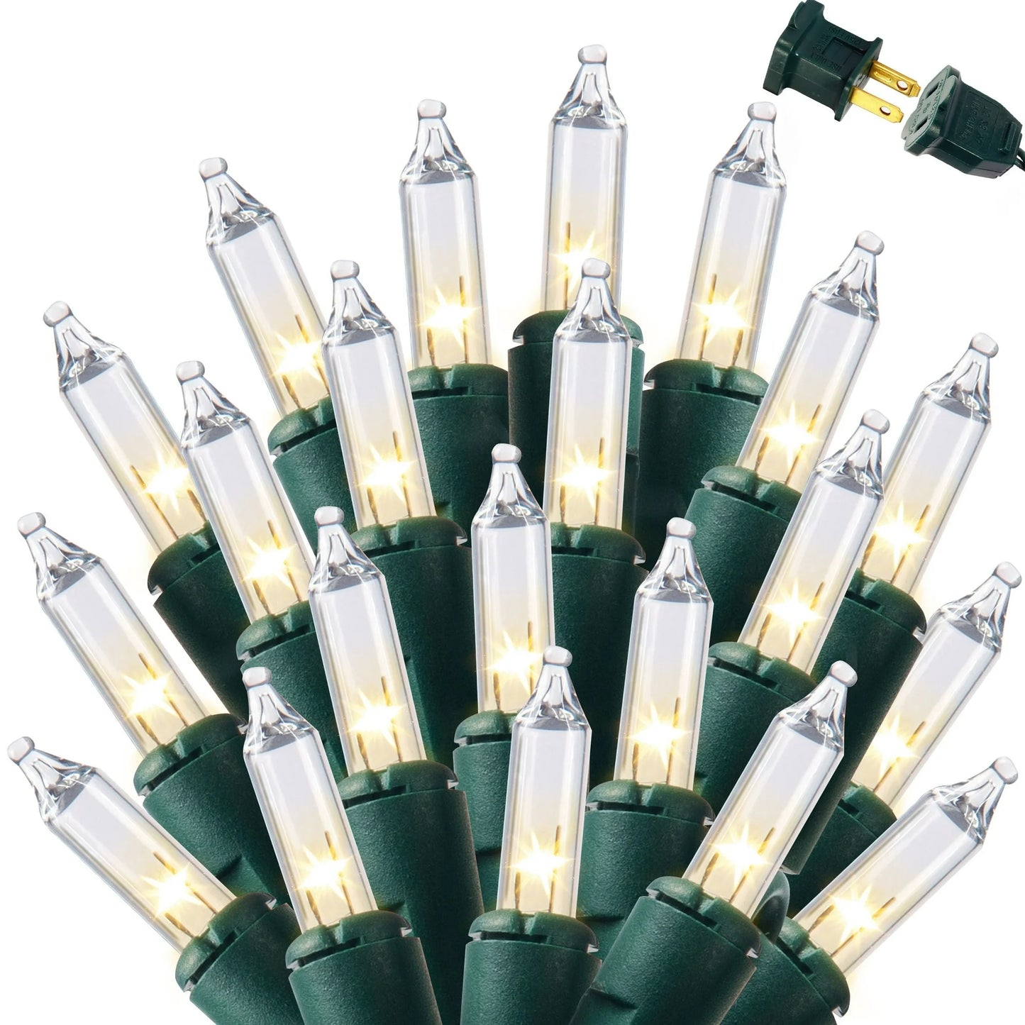Joyfy Clear Mini String Lights,21.5FT 100-Count Led Warm White Christmas String Lights,Connectable Green Wire Xmas Tree Lights for Indoor Outdoor Christmas Decorations Holiday Party Decor