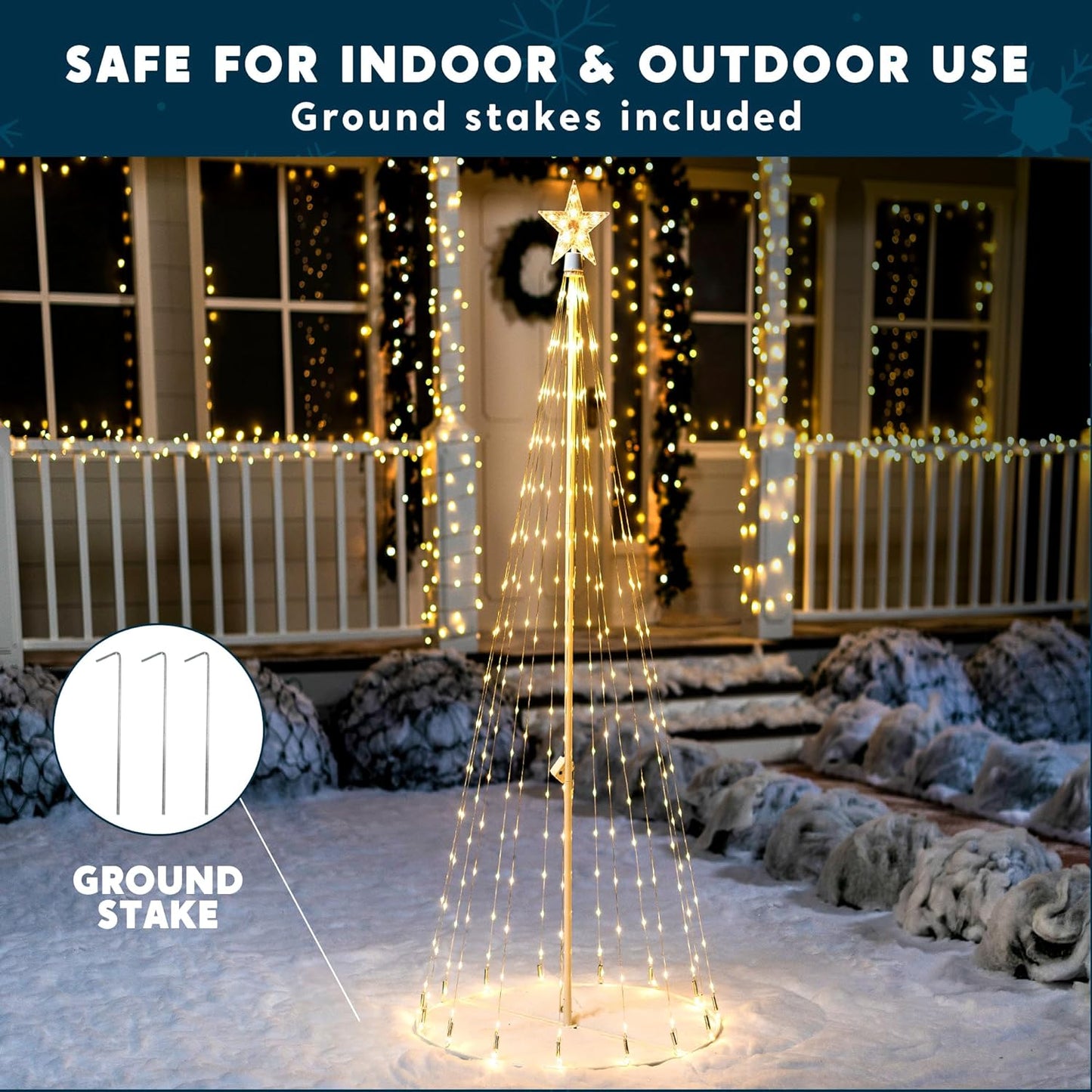 Joyfy 6 FT Animated Cone Tree Yard Light Christmas Decoration Outdoor,280 LED Christmas Tree Light Decorations,Christmas Yard Light with Stakes Decorations Outdoor Holiday Decor