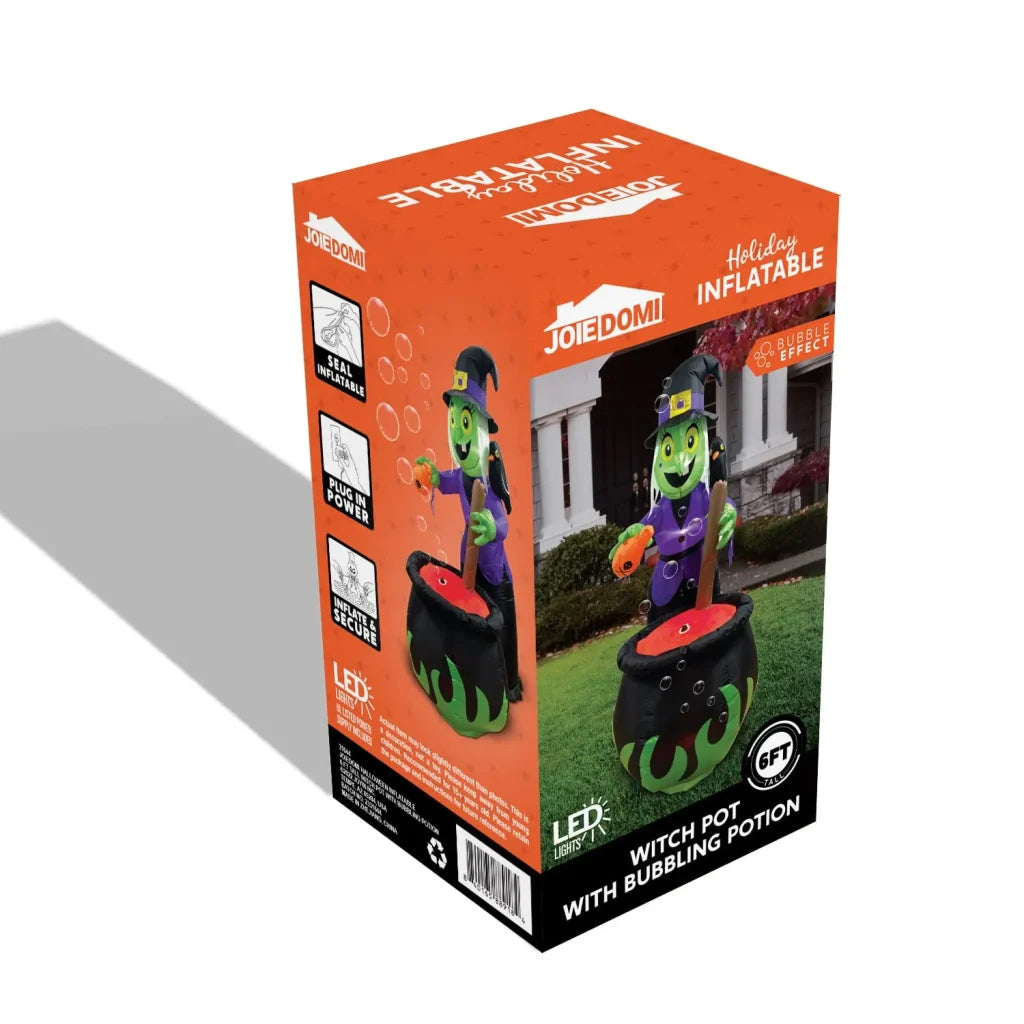 Syncfun 6 FT Halloween Inflatable Outdoor Witches Cauldron Pot Large Decorations with Flame Light and Bubble,Halloween Blow Ups for Outside Yard Decoration