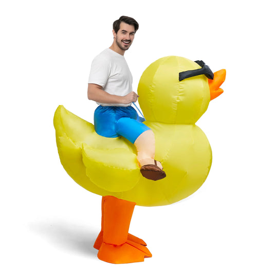 Joyfy Unisex Adult Halloween Inflatable Duck Ride-On Costume Deluxe Inflatable Ride-On Costume Perfect for Halloween Dress up Parties
