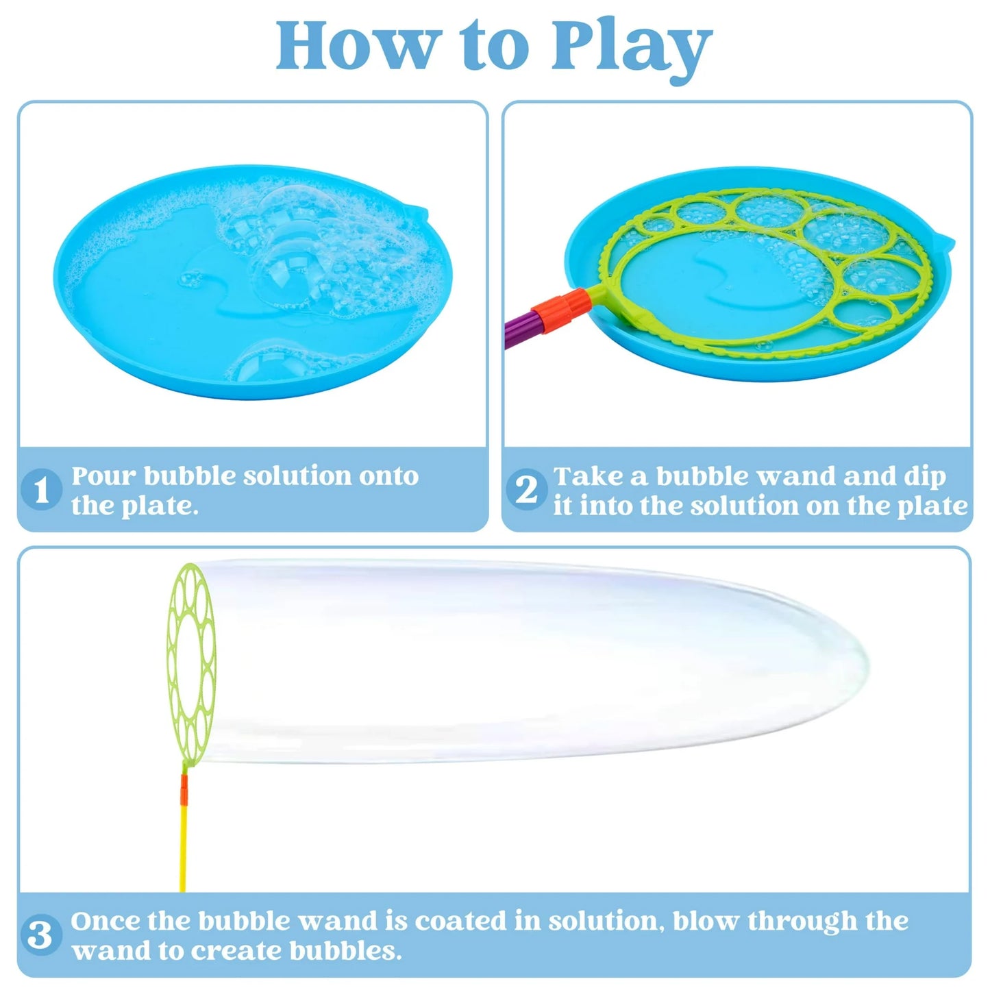 Syncfun 36Pcs Big Bubble Wands Set, 18" Giant Bubble Maker with Tray Bulk, Large Bubble Wands for Kids Gifts, Summer Outside Bubble Toys