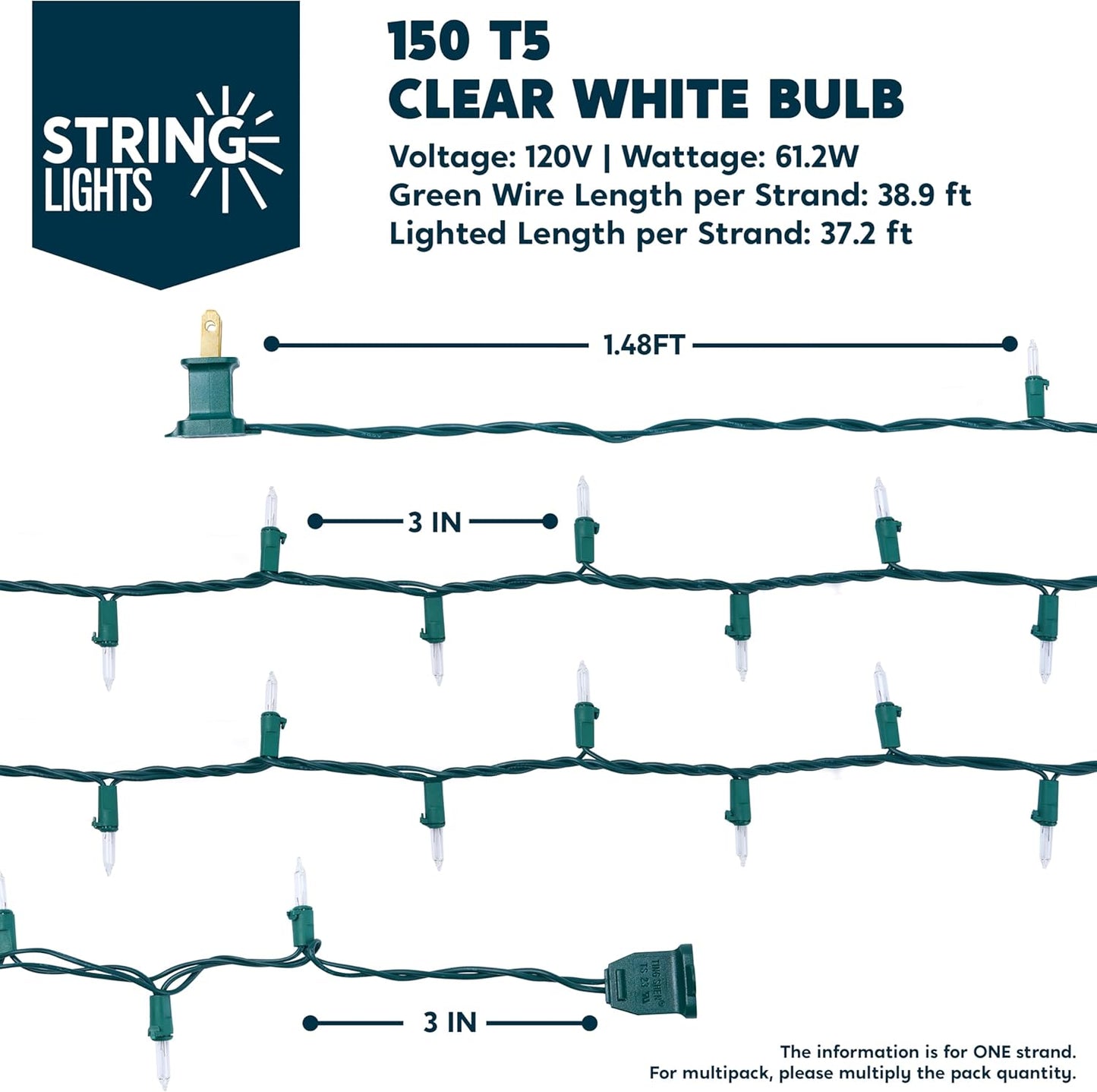 SYNCFUN Clear Christmas Lights,77.8FT 300(2x150)-Count Led Warm White Christmas String Lights,Connectable Green Wire Xmas Tree Lights for Indoor Outdoor Christmas Decorations Holiday Party Decor