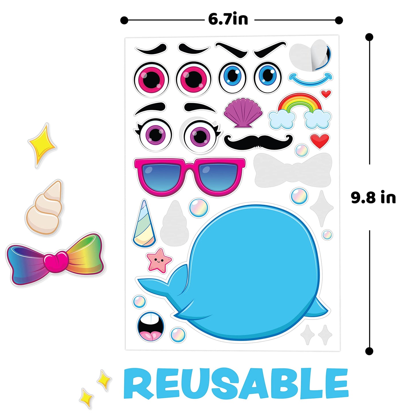 36 Sheets Make-a-Face Sticker Sheets, 1000+ Make Your Own Animal Mix and Match Stickers for Kids, Birthday Holiday Party Favor Craft Gifts for Toddlers, 9.8"x6.7"
