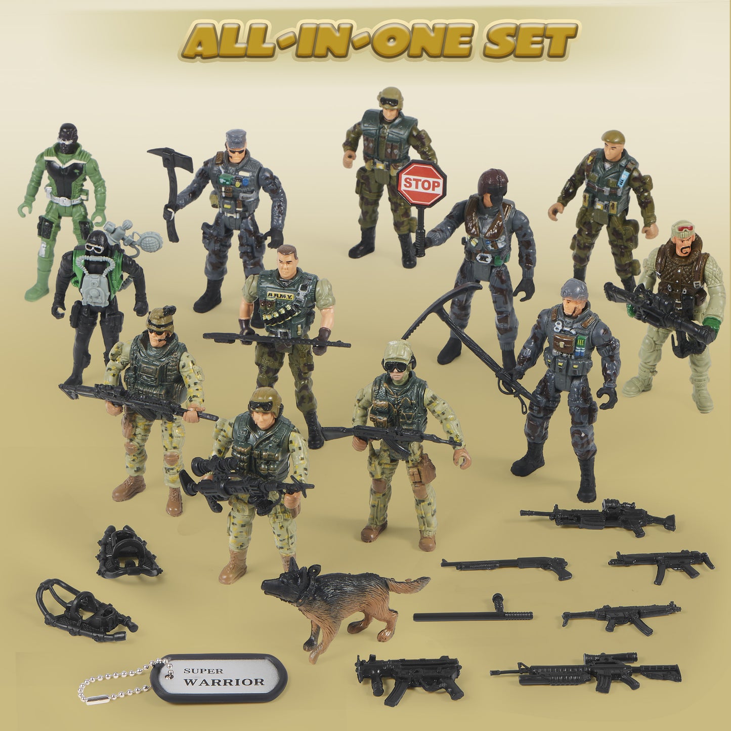 SYNCFUN 16 Pcs Army Men Action Figures for Boys, Military Toy with 12 Realistic Army Ranger and Weapon Gear Accessories