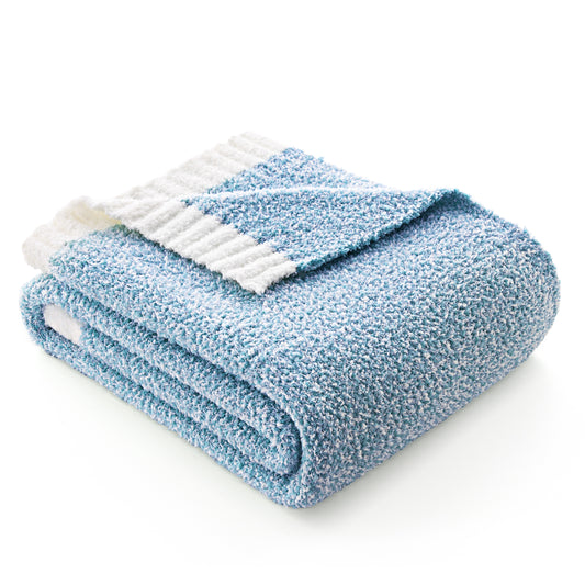 Joyfy Throw Blanket for Couch,Bed,Sofa,Blue Knitted Blanket,Super Soft Throw Blanket Knitted,Gifts for Women Mom Girls,Throw Home Room Decor Aesthetic for Women Mothers Christmas Birthday Gifts 50x60