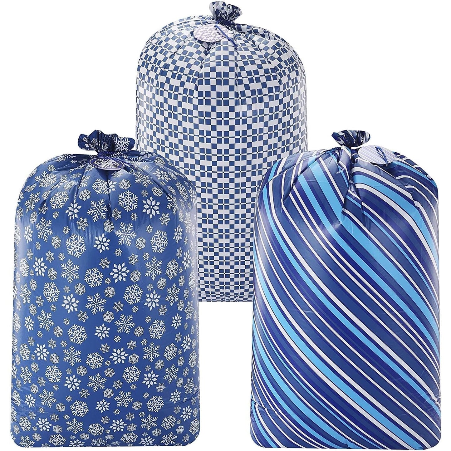 Joyfy 3 Pcs 56”x36”Jumbo Christmas Gift Bag Parties Blue for Xmas Large Holiday Plastic Gift Bag Christmas Decorations Carry-on Luggage Large Toys and Stuffed Animals