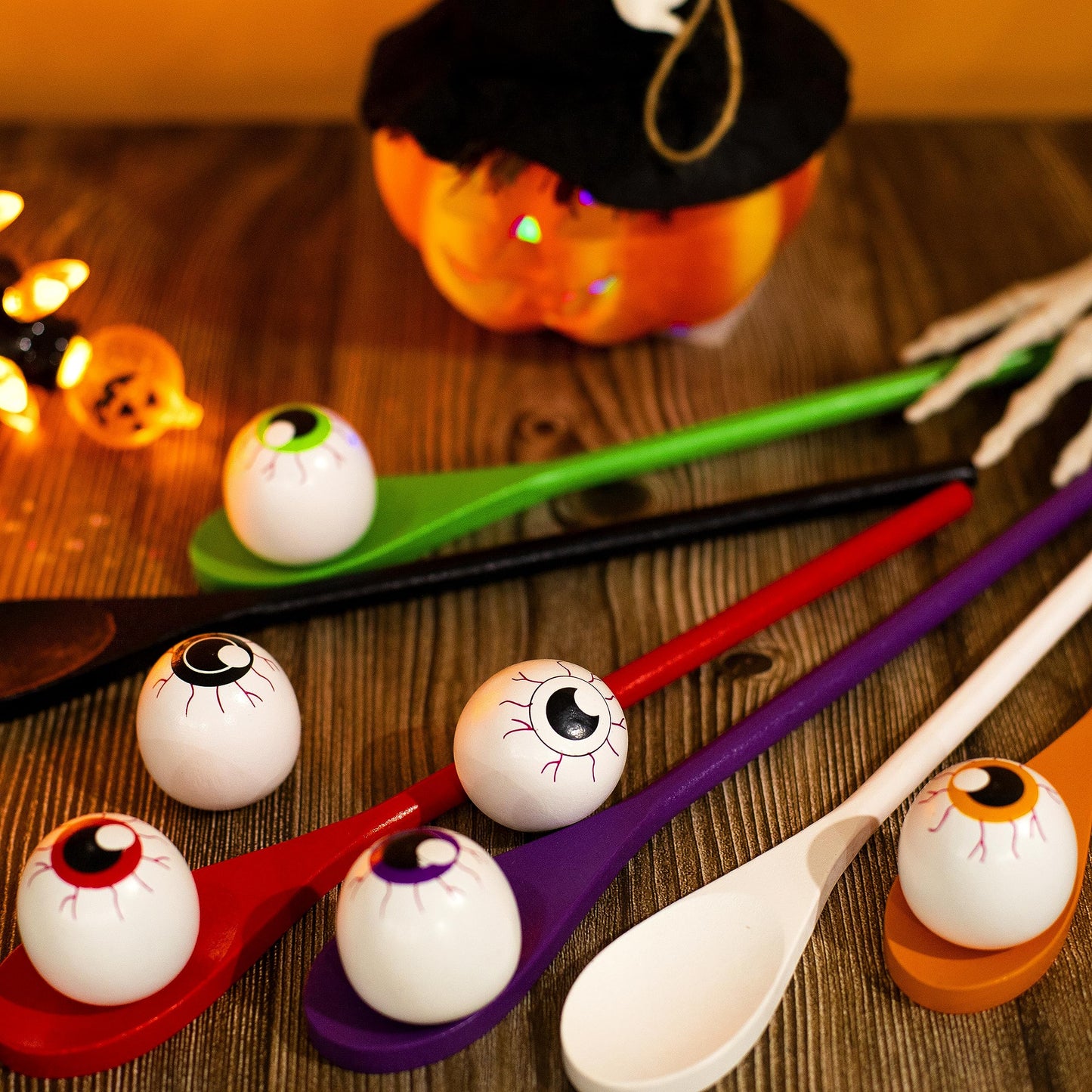 Joyfy 6 Packs Halloween Spoons Game Set,Eyeballs and Spoons Race Party Favors for Kids,Halloween Prizes,Halloween Activities for Kids