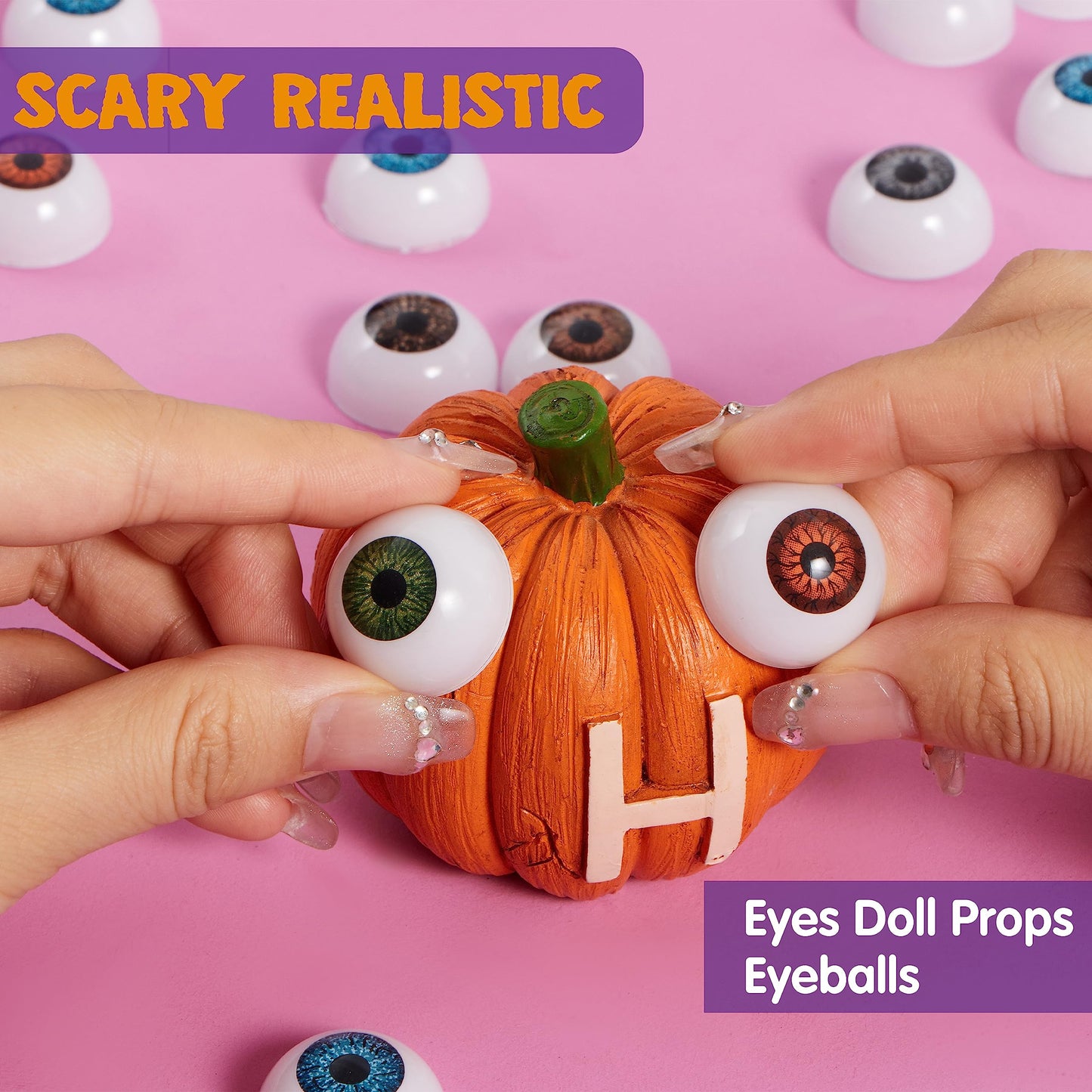 Sycnfun 24 Pcs Halloween Eyeballs Plastic Fake Realistic Eyeballs,Eyeballs Halloween Decor,Halloween Props,Halloween Trick or Treat Party Favor