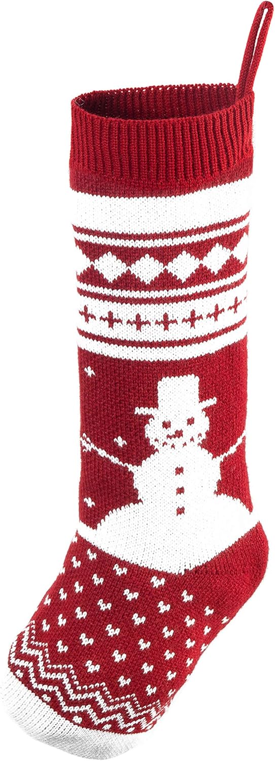 Joyfy 6 Pcs 18" Knit Christmas Stockings, Large Rustic Yarn Xmas Stockings for Family Holiday Decorations