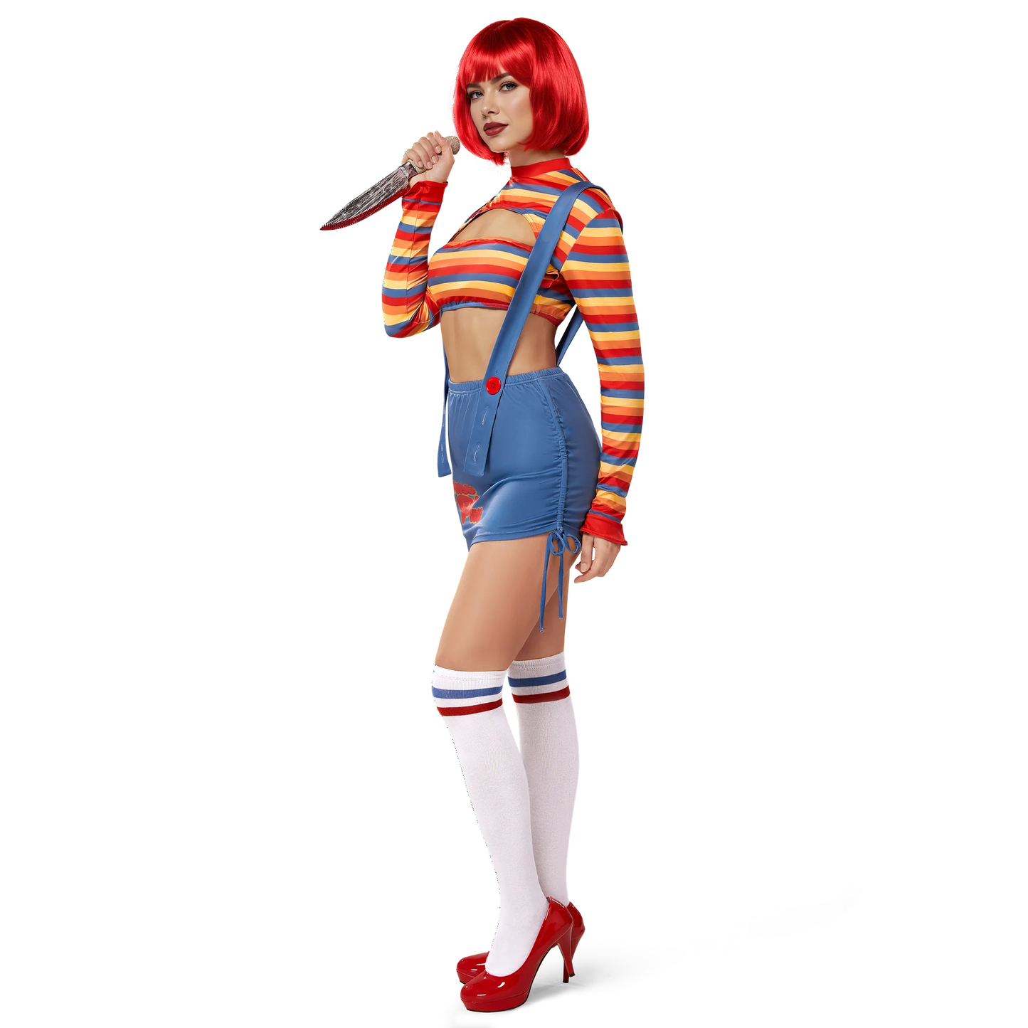 Joyfy Women Killer Doll Costume, Adult Scary Nightmare Killer Doll Dress for Halloween Costume Party Cosplay