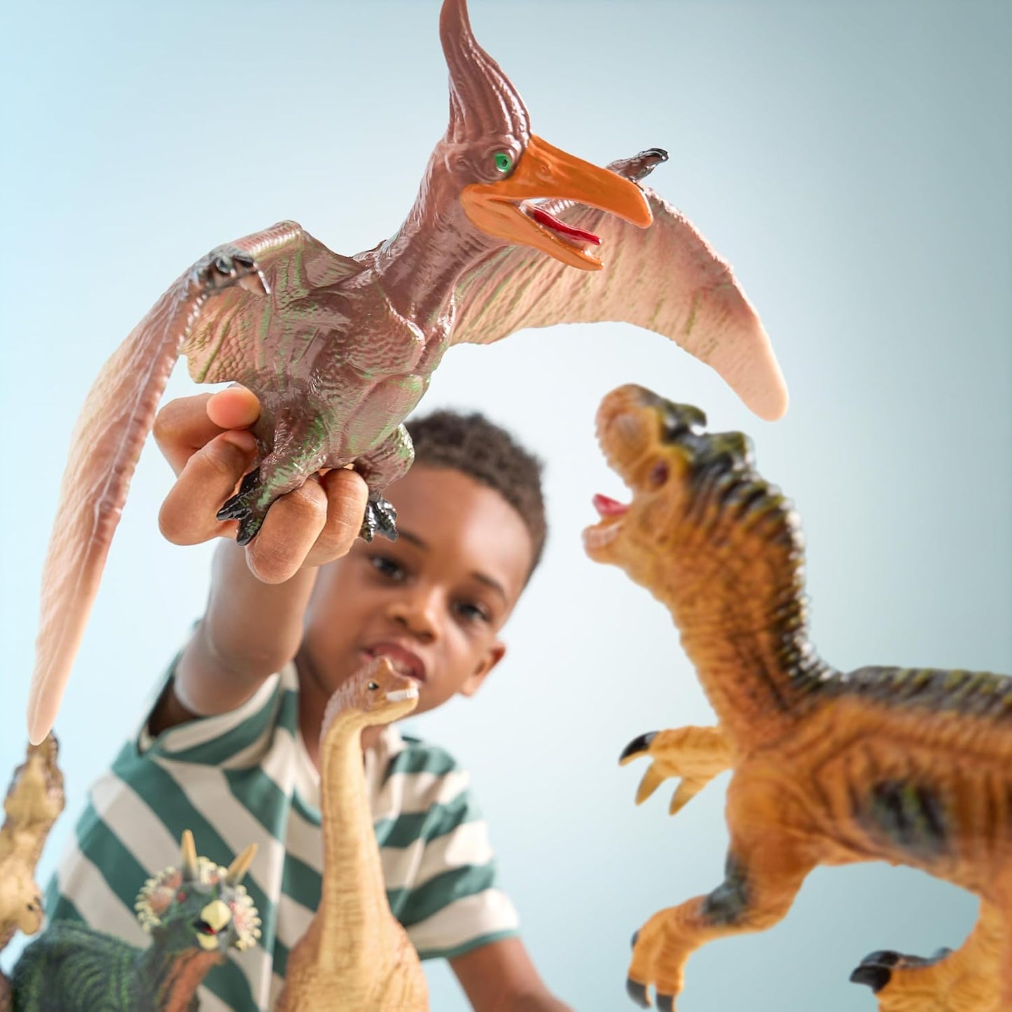 Joyfy Big Dinosaur Toys for Toddlers, 6 Piece Large Soft Dinosaur Figures with an Educational Book, Realistic Jurassic World Toys for Kids Ages 1-5, Jumbo Dinosaur Toys for Boys and Girls Gift