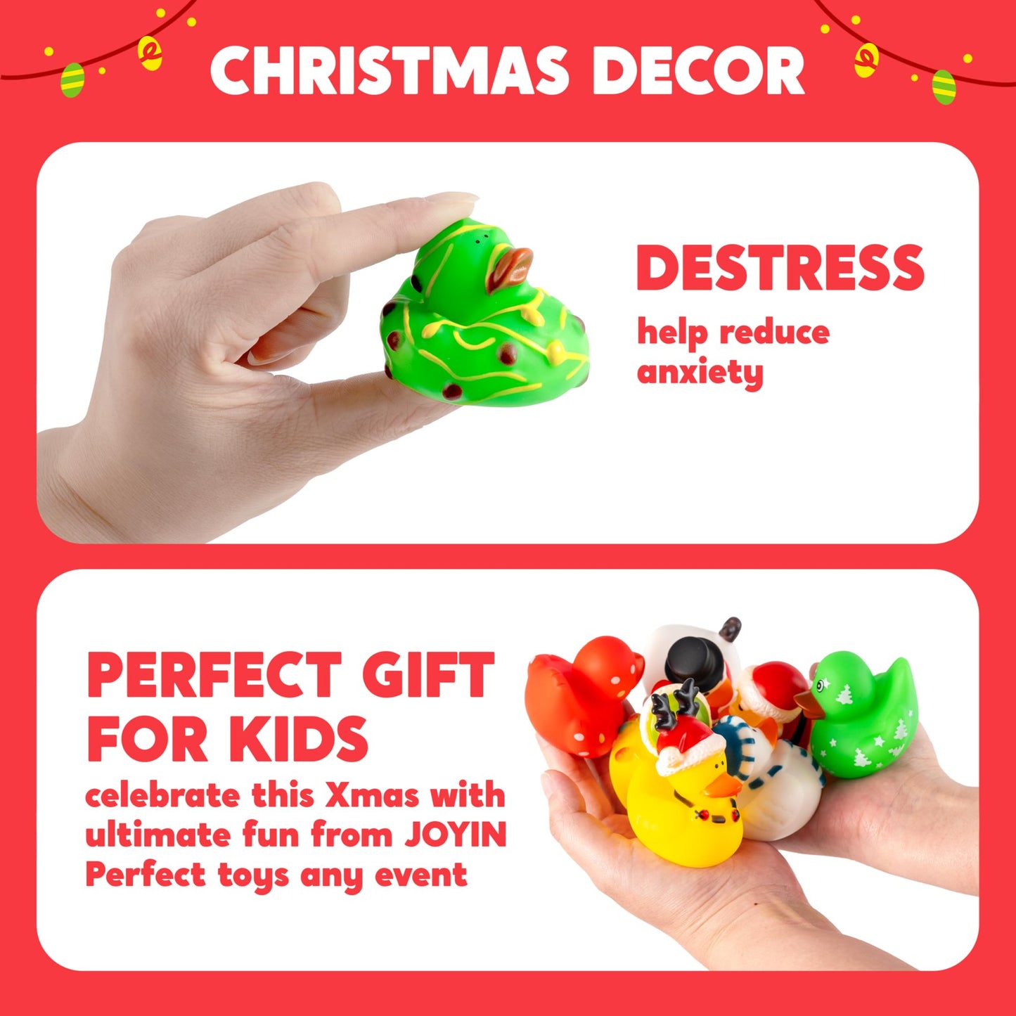 Joyfy 24 PCS Christmas Rubber Ducks, Assorted Bath Toys for Kids Gifts, Christmas Party Favor Gifts