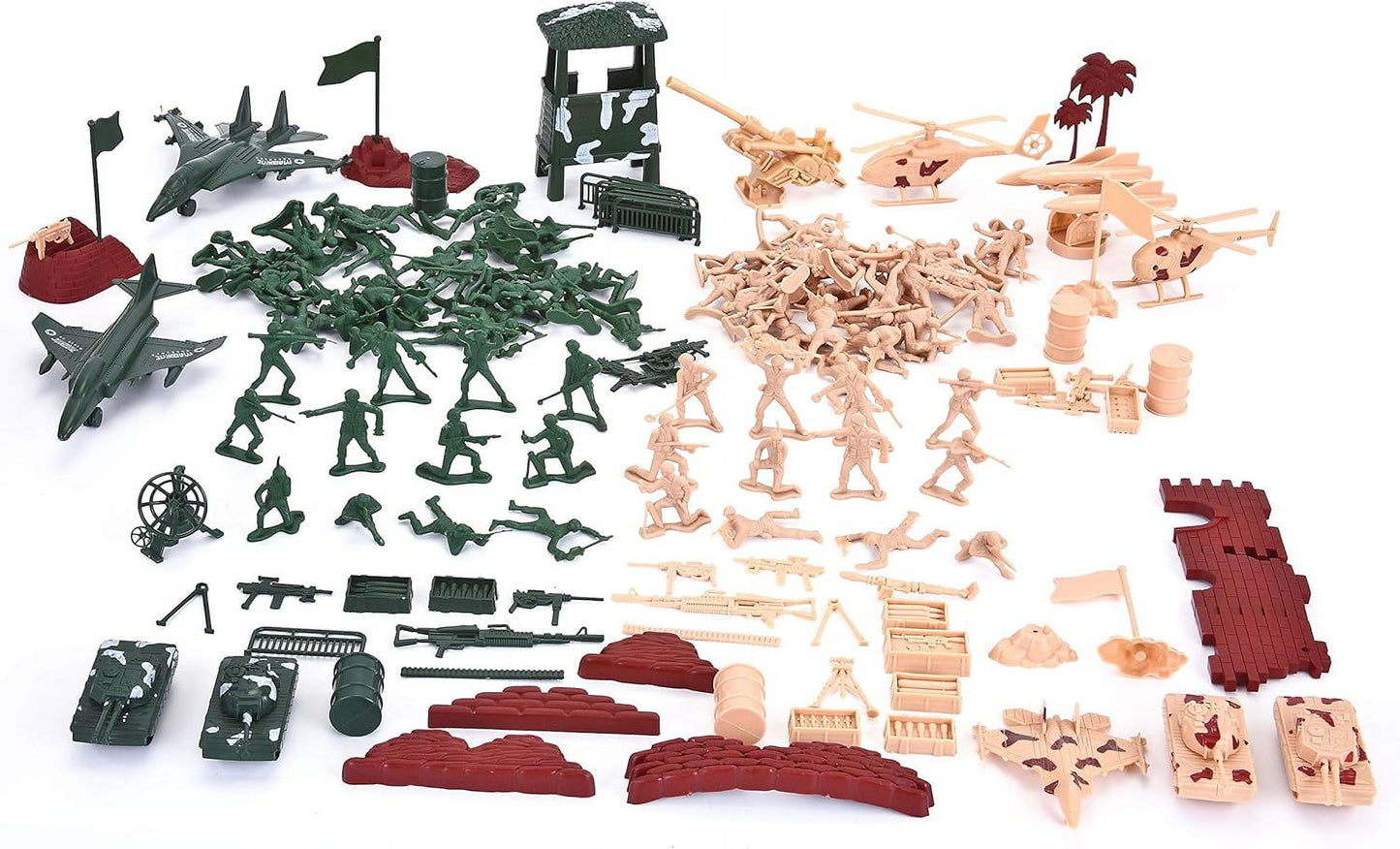 Joyfy 164 Piece Military Soldier Playset Army Men Play Bucket Army Action Figures Battle Group Deluxe Military Playset with Army Men, Aircrafts, Helicopters, Tanks with Bucket