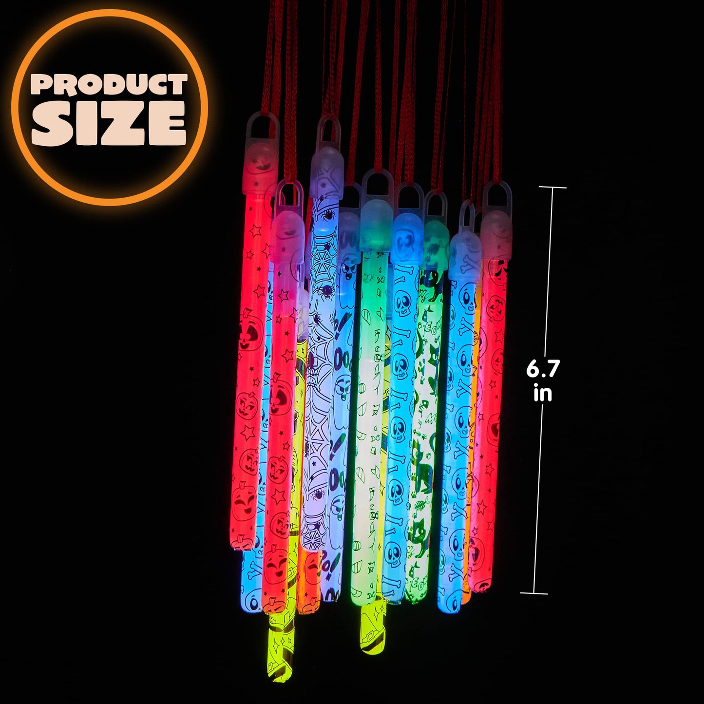 Sycnfun 36 Pcs Halloween Glow Sticks Bulk Party Pack,Hanging Wands Glow in The Dark Party Favors,Halloween Goodie Bag Fillers,Halloween Trinkets for Kids,Halloween Activities