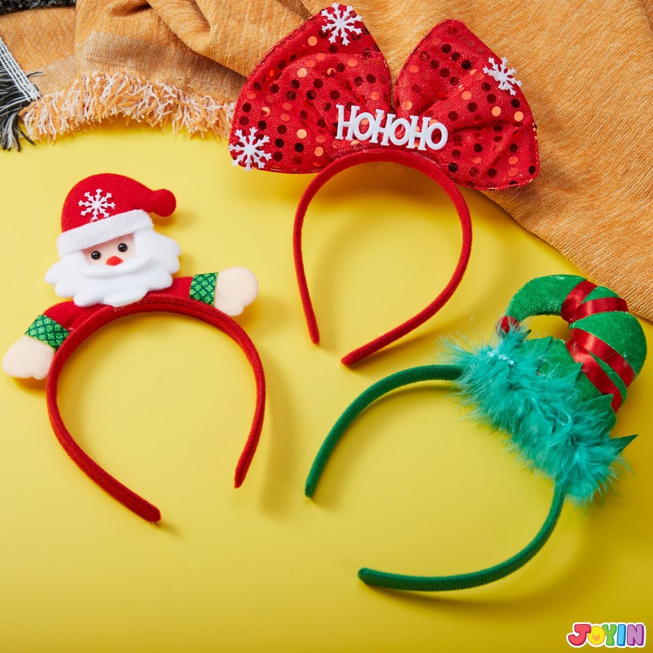 Joyfy 12 Pack Christmas Headbands Xmas 3D Head Hats Headbands for Kids Women Men Christmas Party Christmas Costume Accessories Christmas Party Gifts Photo Booth (One Size)