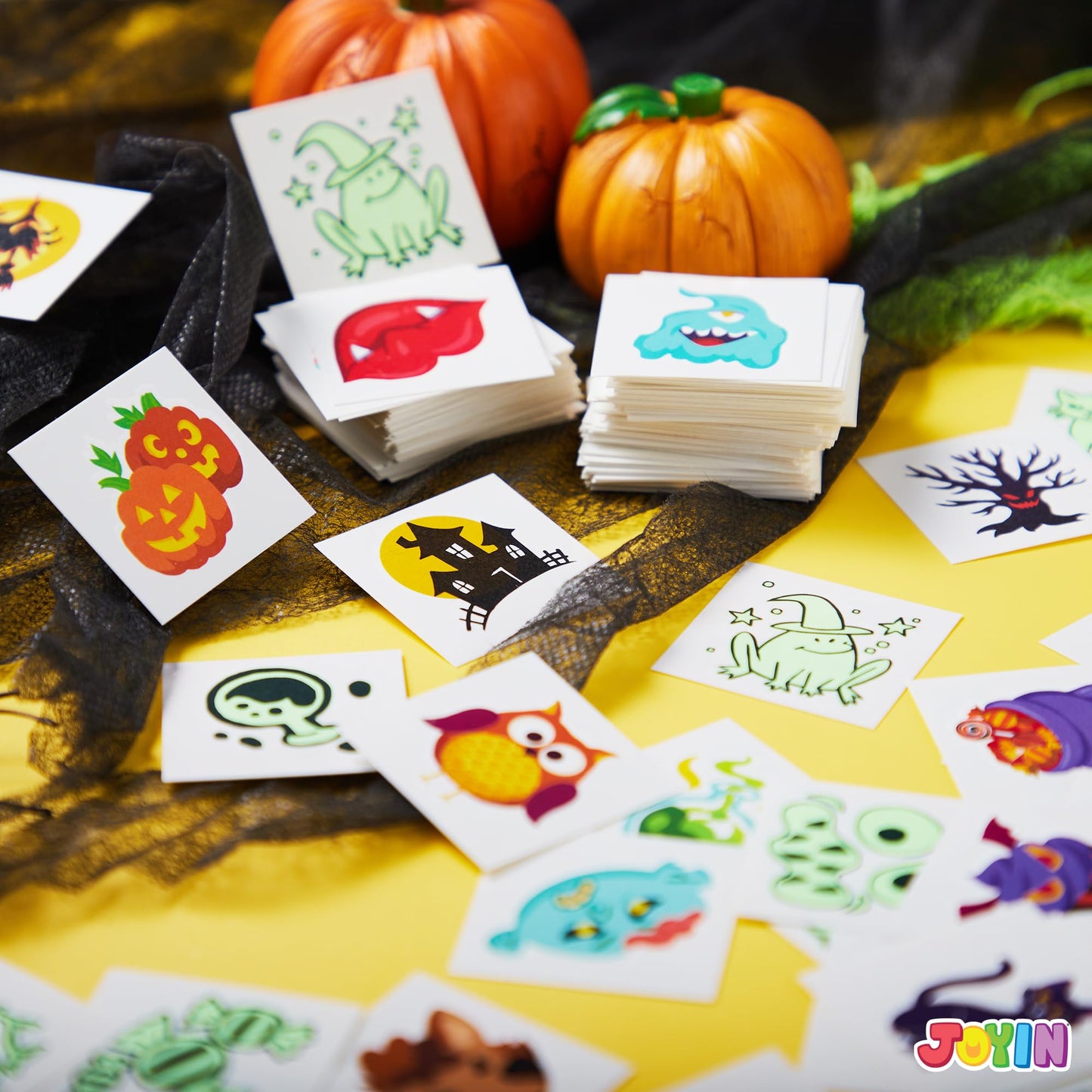 Joyfy 300+ Halloween Temporary Tattoos,Glow in The Dark Tattoos for Kids,Halloween Toys Bulk,Halloween Trick or Treat Toys,Halloween Party Favor
