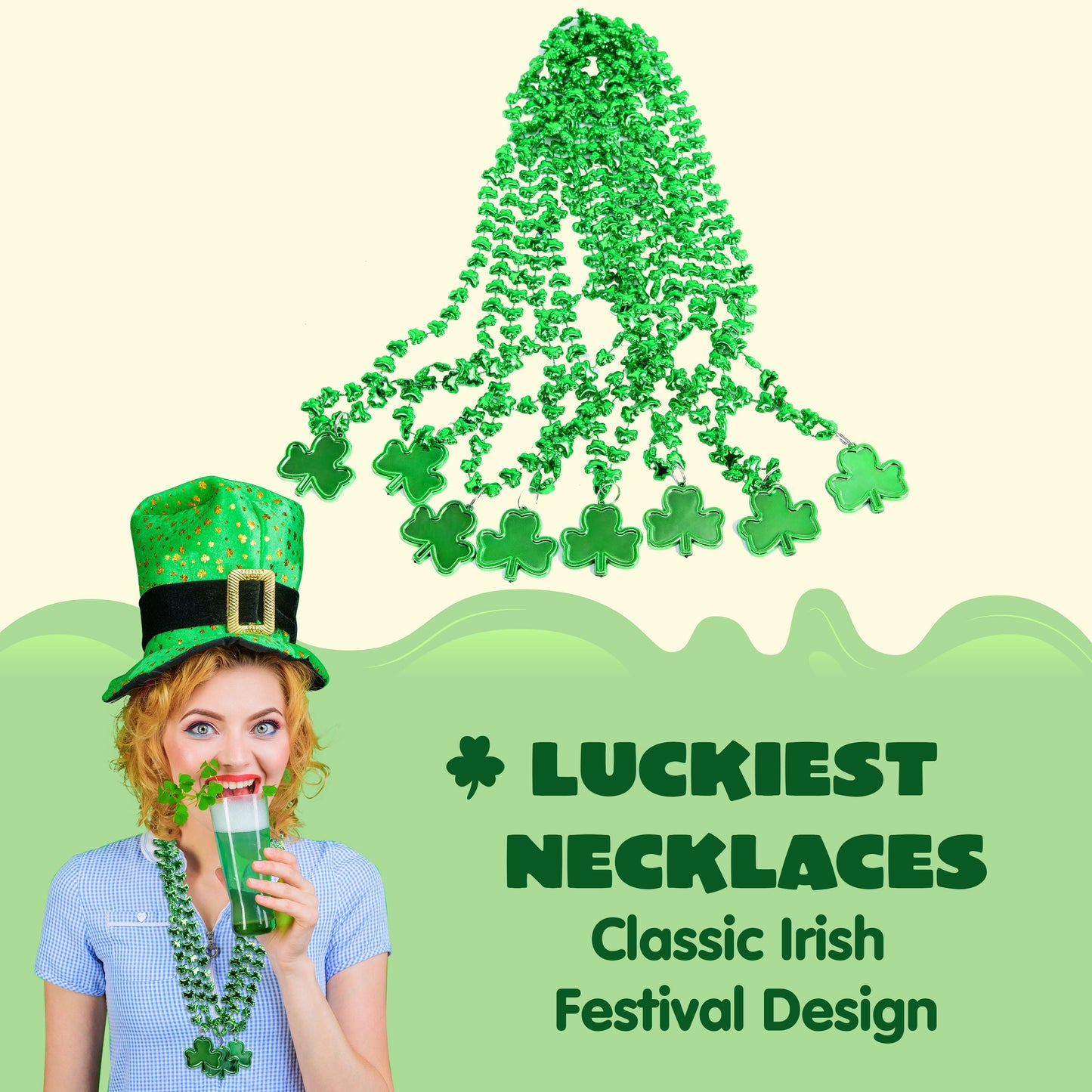 24 Pcs St Patricks Shamrock Necklaces