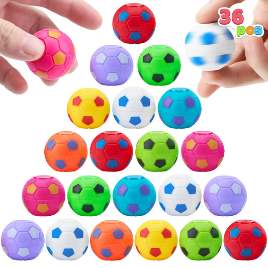 36 Pack Soccer Party Favors for Kids Fidget Spinners Balls Fidget Toys Bulk, Goodie Bags Stuffers, Treasure Box Toys for Classroom, School Reward