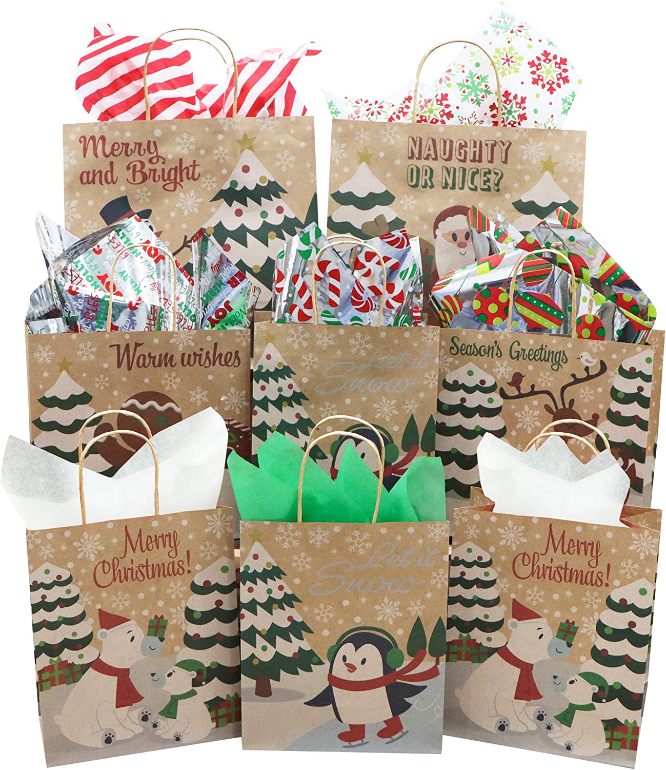 SYNCFUN 150 Sheets Christmas Tissue Paper Bulk 20"x 20" Assorted Hologram & Prints Easy and Fast Holiday Gift Wrapping for Party Favors Goody Bags, Xmas Presents Wrapping Stocking Stuffers