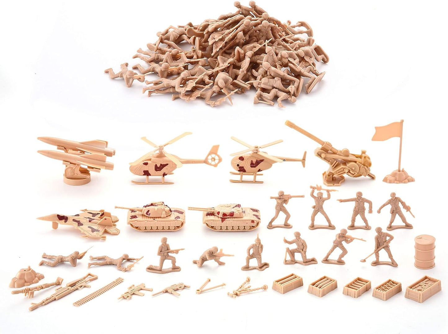 Joyfy 164 Piece Military Soldier Playset Army Men Play Bucket Army Action Figures Battle Group Deluxe Military Playset with Army Men, Aircrafts, Helicopters, Tanks with Bucket