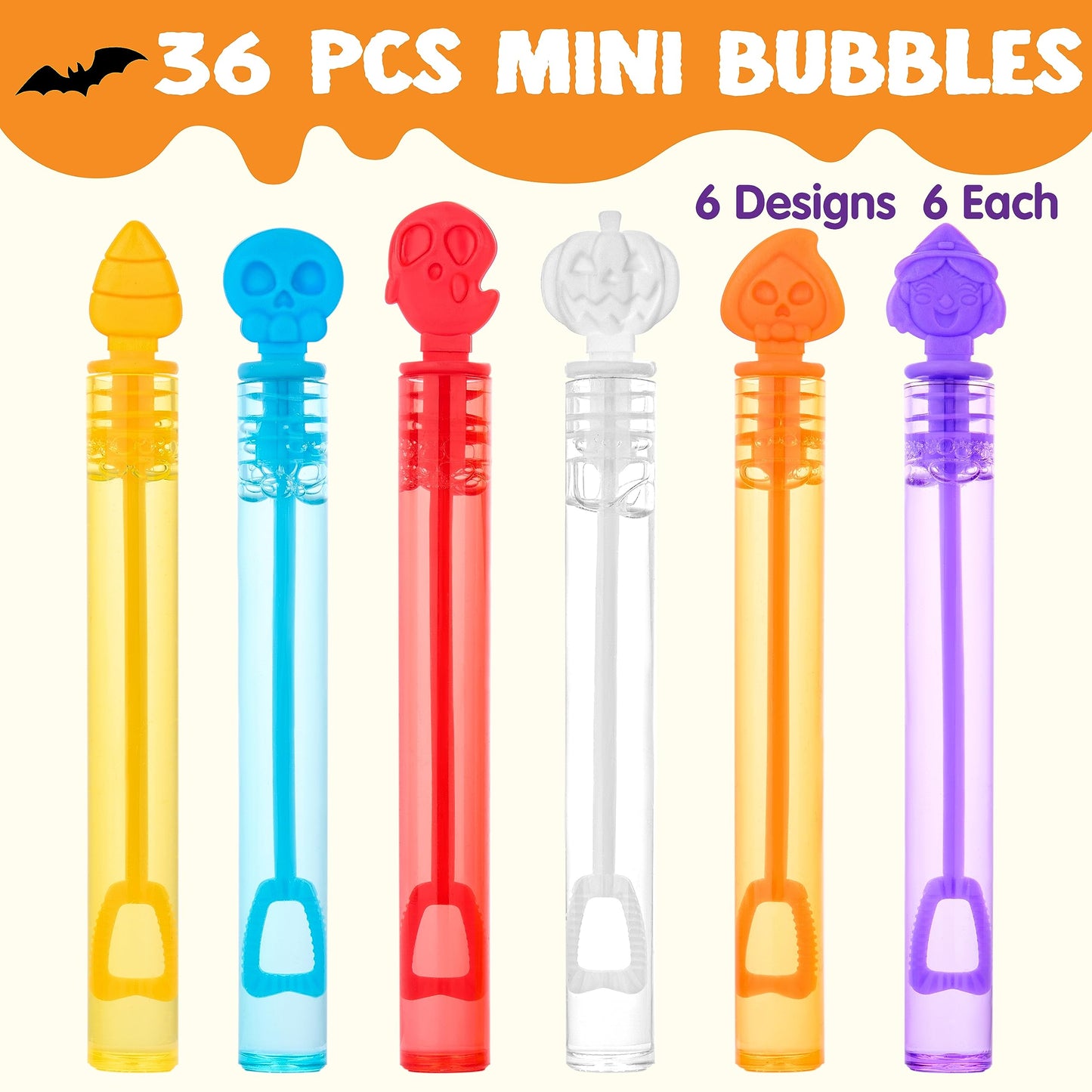 Syncfun 36 Pcs Halloween Bubble Wands,Halloween Toys for Kids,Halloween Party Favors Games,Halloween Treat Bag Fillers Prizes Goodies,Classroom Halloween Decorations