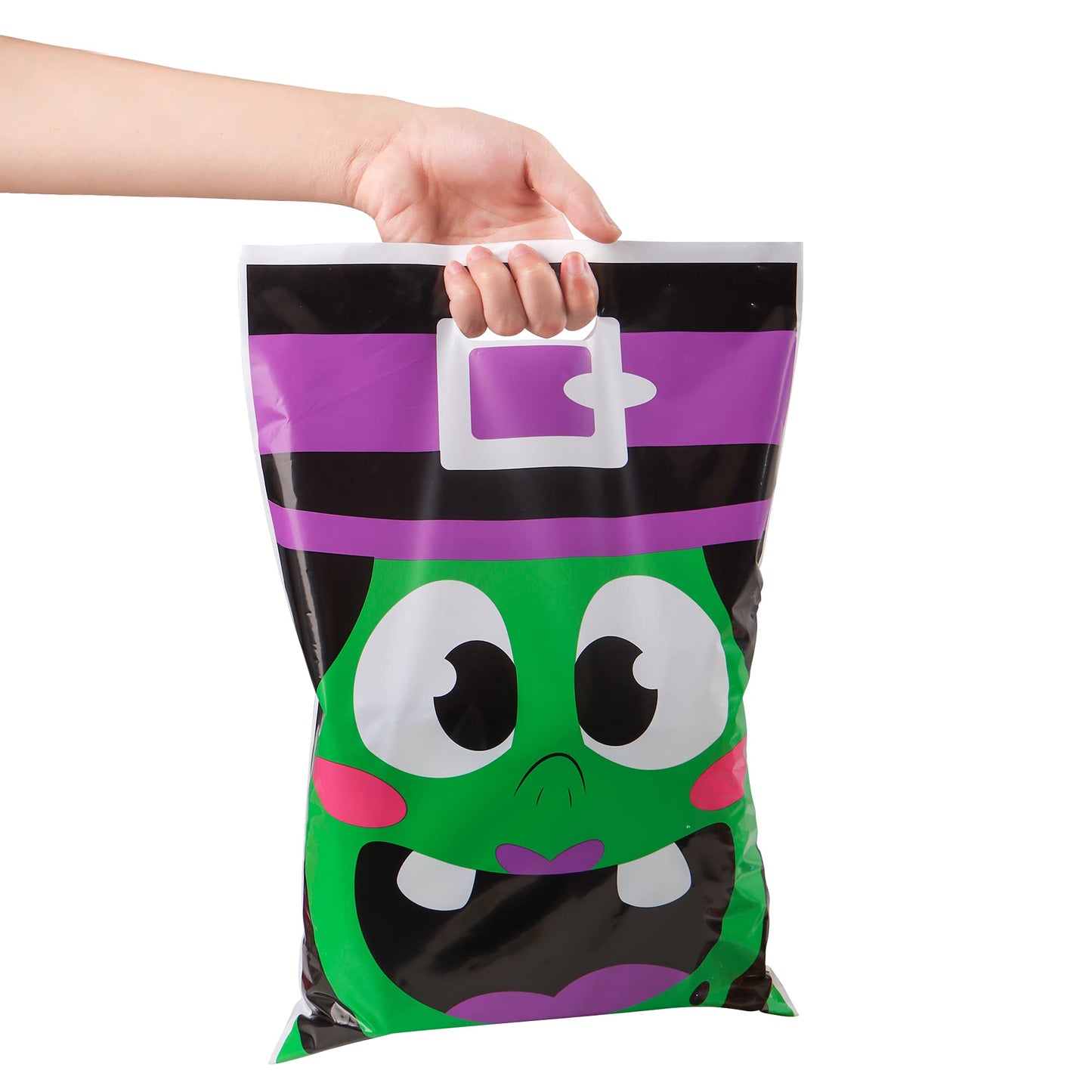 SYNCFUN 72 Pcs Halloween Treat Bags Goodie Bags Plastic Halloween Candy Bags Trick or Treat Creepy Designs Halloween Bags for Kids Trick or Treat,Classroom Goody Bags