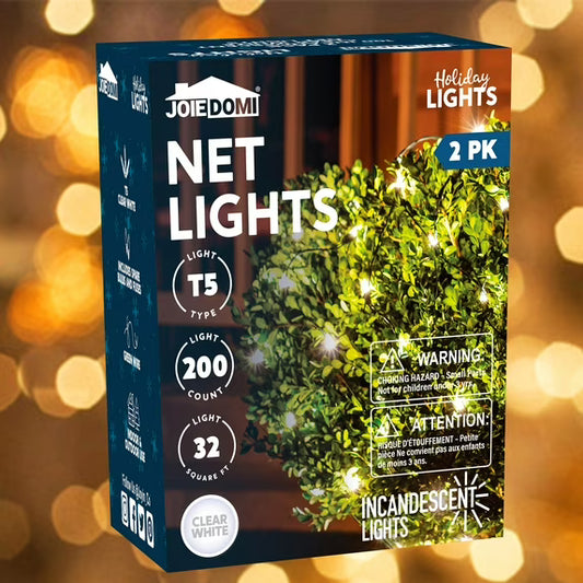 Syncfun 2 Pack of 100 Christmas Net Lights for Bushes,4 x 6 FT Warm White Incandescent Christmas Lights Net Lights Outdoor Mesh Lights for Bushes Garden Party Xmas Tree Decoration