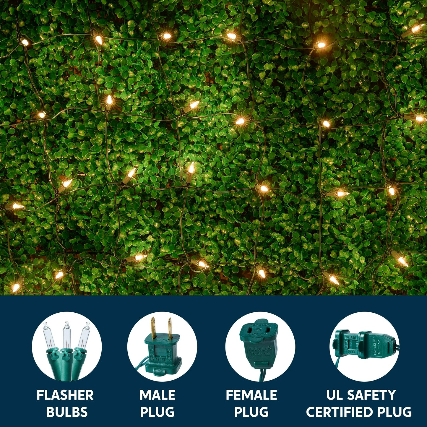 Syncfun 2 Pack of 100 Christmas Net Lights for Bushes,4 x 6 FT Warm White Incandescent Christmas Lights Net Lights Outdoor Mesh Lights for Bushes Garden Party Xmas Tree Decoration