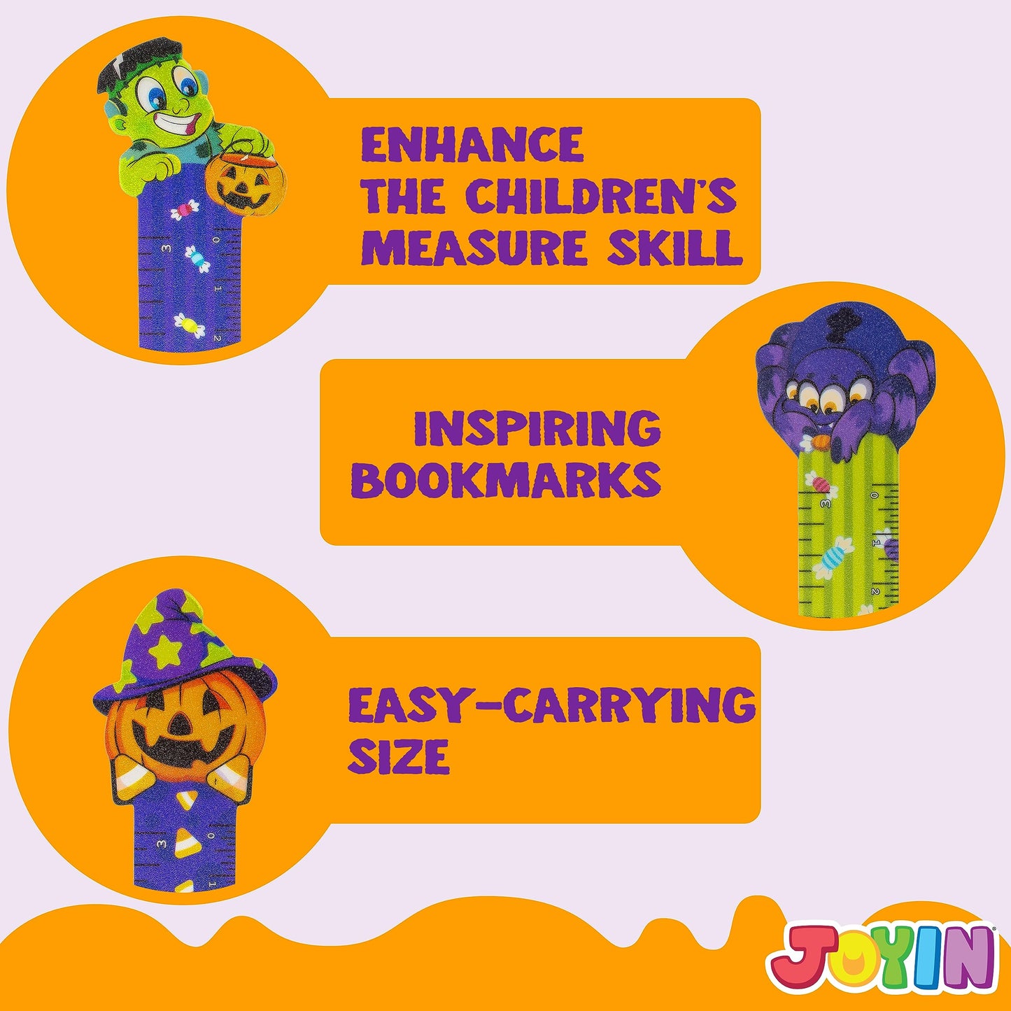 JOYIN 36 Pcs Halloween Bookmark Rulers,Ruler Markers with Halloween Themed for Classroom Prizes and Trick or Treat Prizes,Halloween Goodies,Halloween Party Favors Bulk