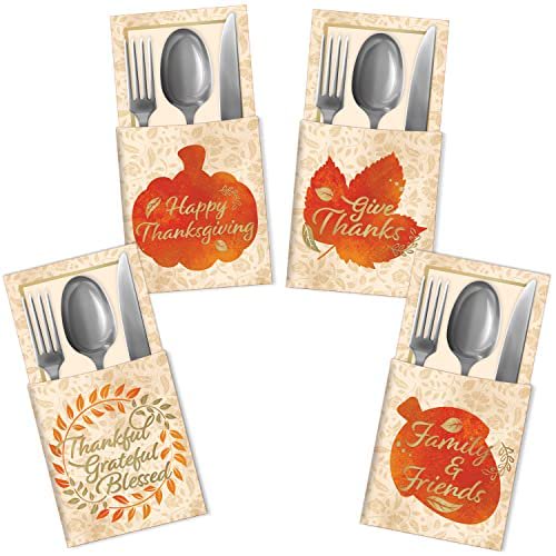 Joyfy 36 Pcs Thanksgiving Table Decorations for Cutlery Holders,Fall Party Favor Supplies
