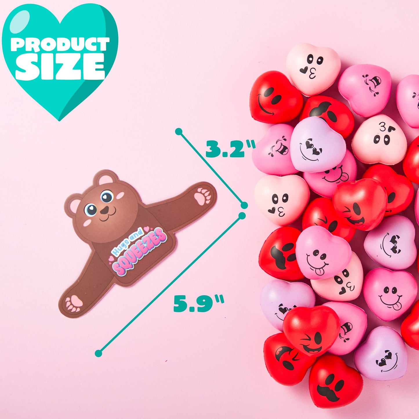 28-Pack Heart Shaped Stress Ball with Valentine's Day Card Heart Shaped Soft Toy Stress