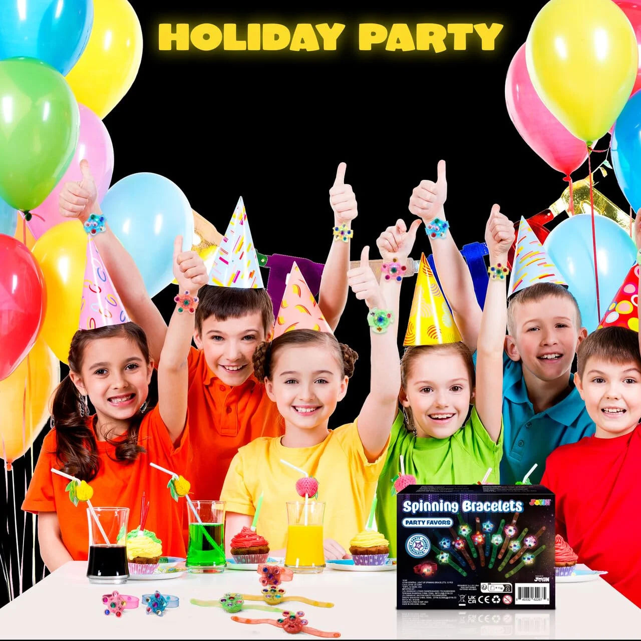 Syncfun 12 Pack LED Light Up Spinning Bracelets Glow Fidget Party Favors for Kids Goodie Bags Stuffers for Birthday