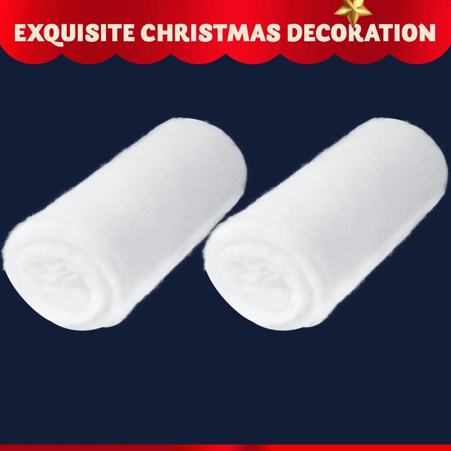 Joyfy Christmas Snow Blankets Roll (2 Pcs), 15 in x 10Ft Soft Thick Artificial Snow Blanket, Snow Rolls, Snow Sheets, Fake Snow Cotton Fabric for Christmas Holiday Winter Decoration