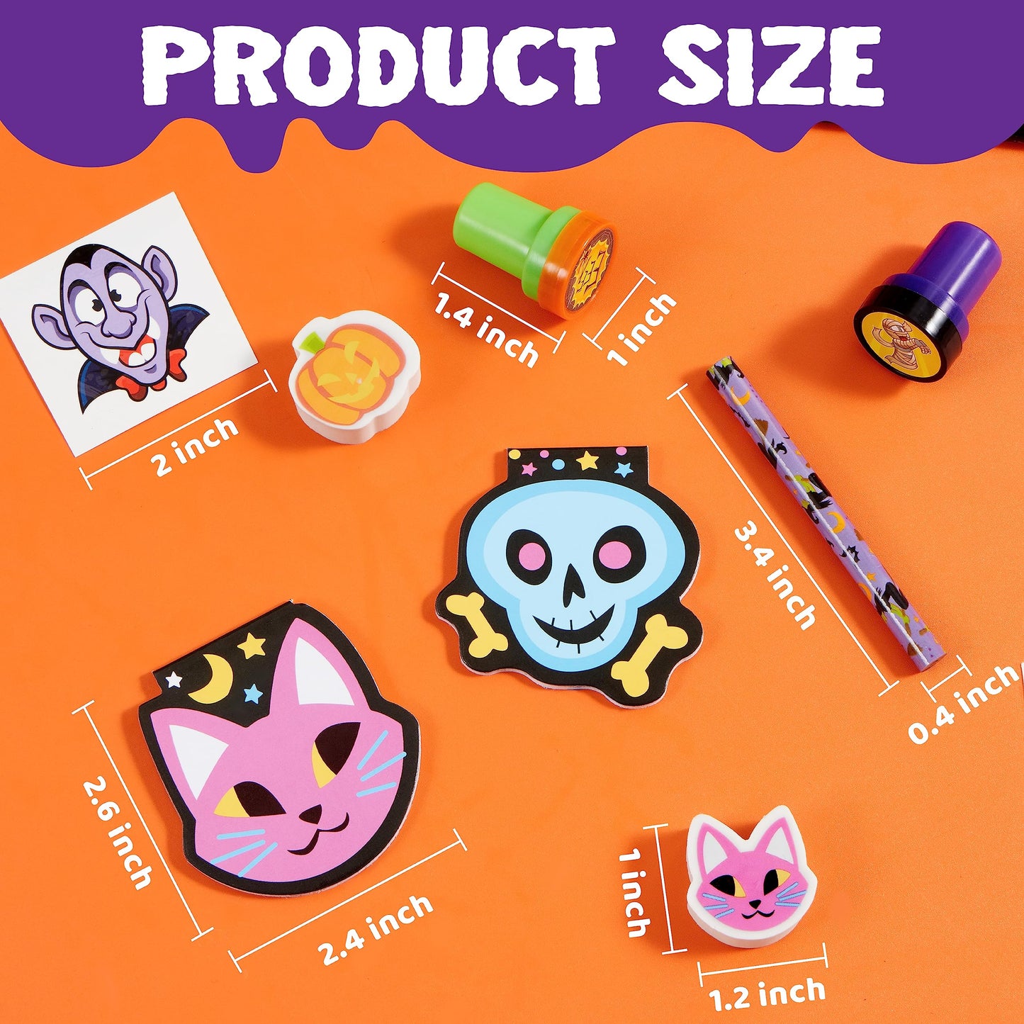 SYNCFUN 168 Packs Halloween Stationery Party Favors,Halloween Gifts for Kids,Halloween Goodies Including Halloween Trick or Treat Bags,Notepads,Stamps,Pencils,Stickers and Tattoos