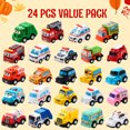 Joyfy 2025 Advent Calendar with 24 Vehicles,Advent Calendar Cars kids Toddler Boys, Xmas Gift 24 Cars with Pull Back Car Police Racing Cars