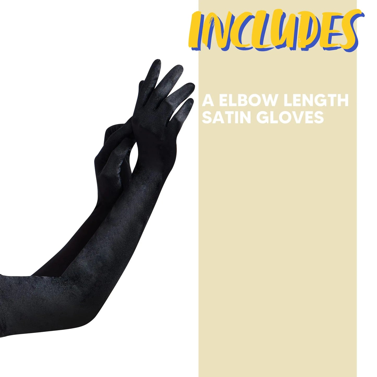 Syncfun Black Long Satin Gloves for Women, Silk Stretch Gloves Adults Sizes