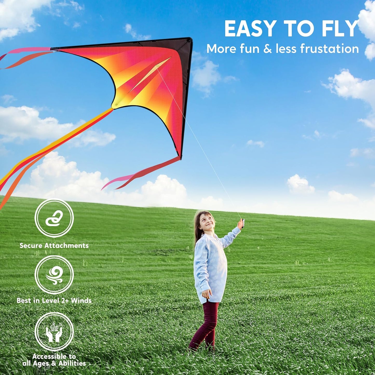 Joyfy 3 Packs Large Delta Kite, Easy to Fly for Kids and Adults with 328ft String, Large Delta Beach Kite for Outdoor Games and Activities
