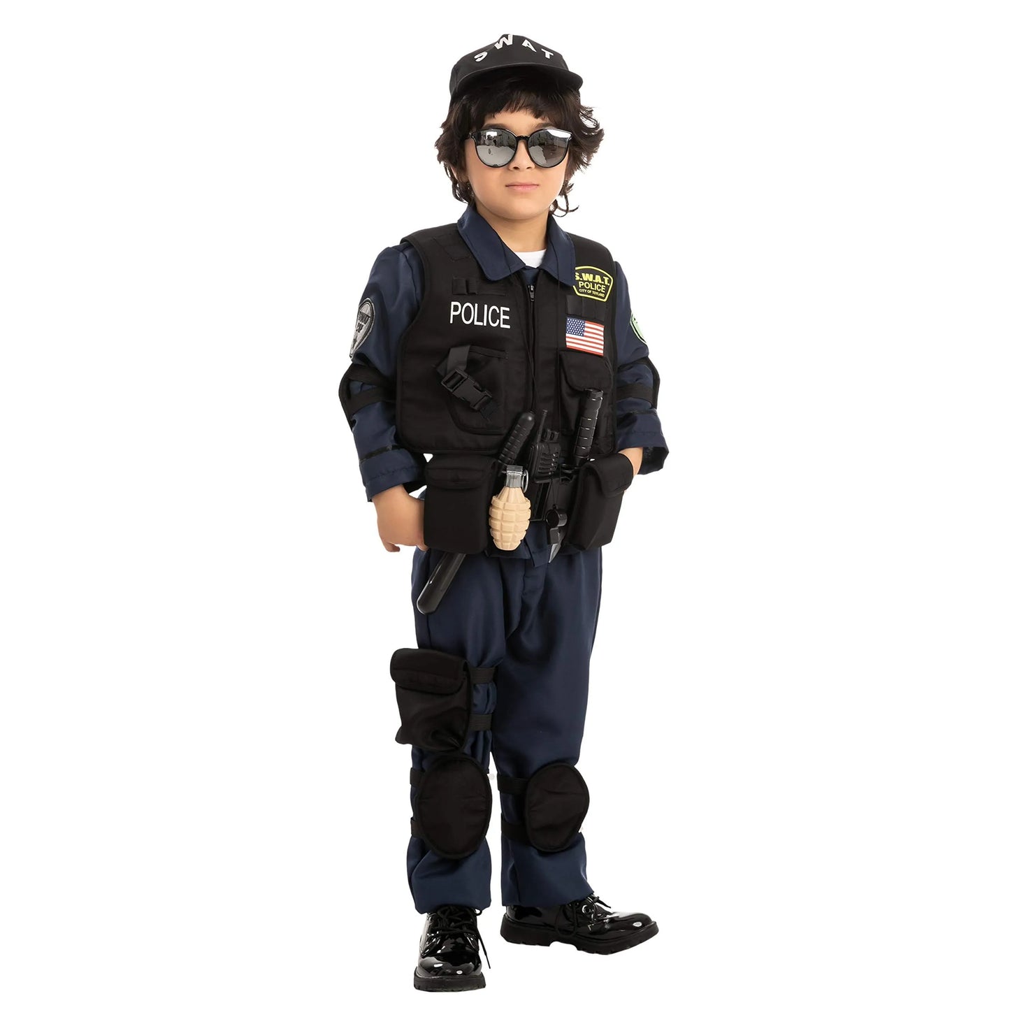 Syncfun Kids SWAT Costume, S.W.A.T. Police Officer Costume for Toddler Boys Halloween Dress Up 5-12 Years