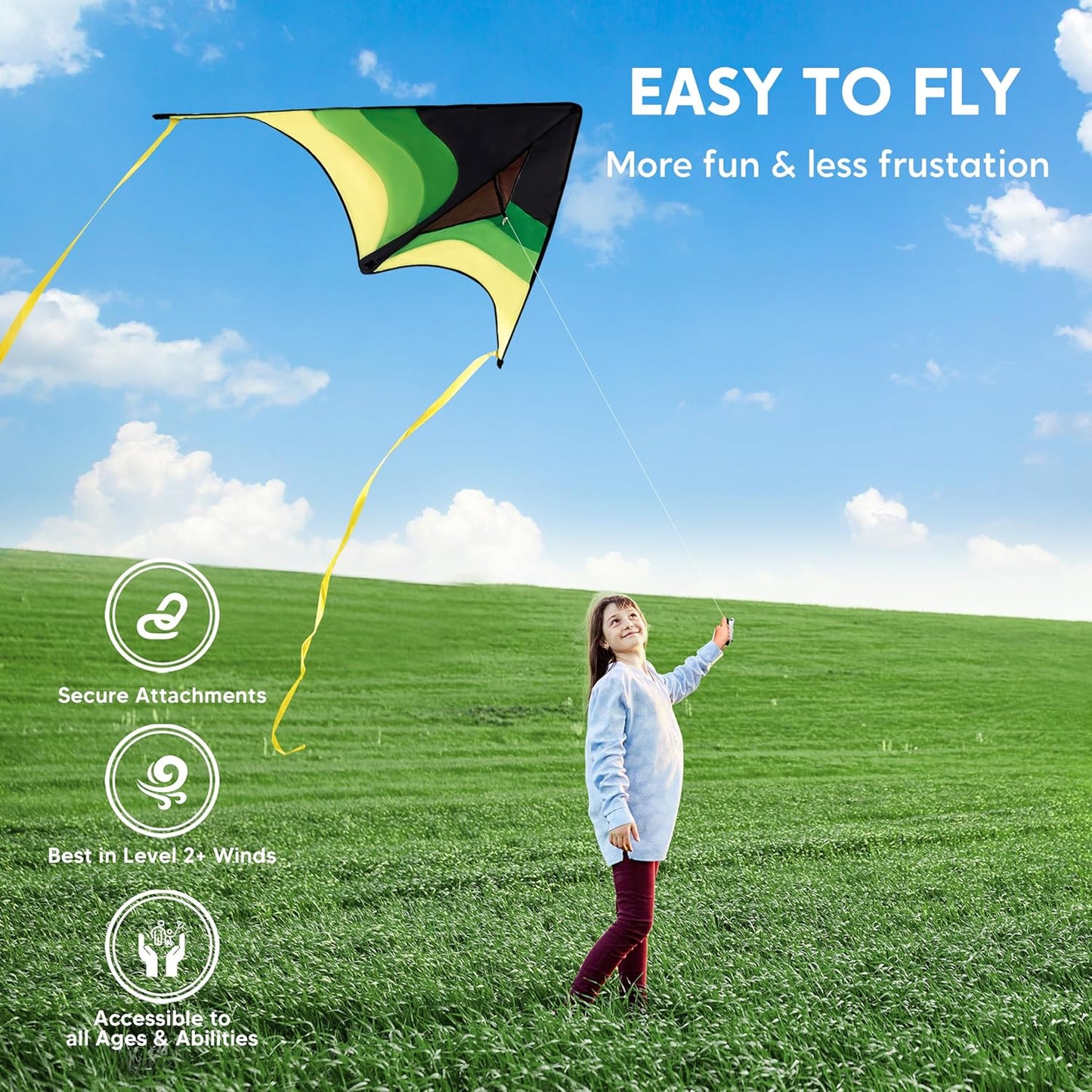 Joyfy Large Delta Kite Gradient, Easy to Fly for Kids and Adults, Large Beach Kite with 328 ft String for Outdoor Games and Activities