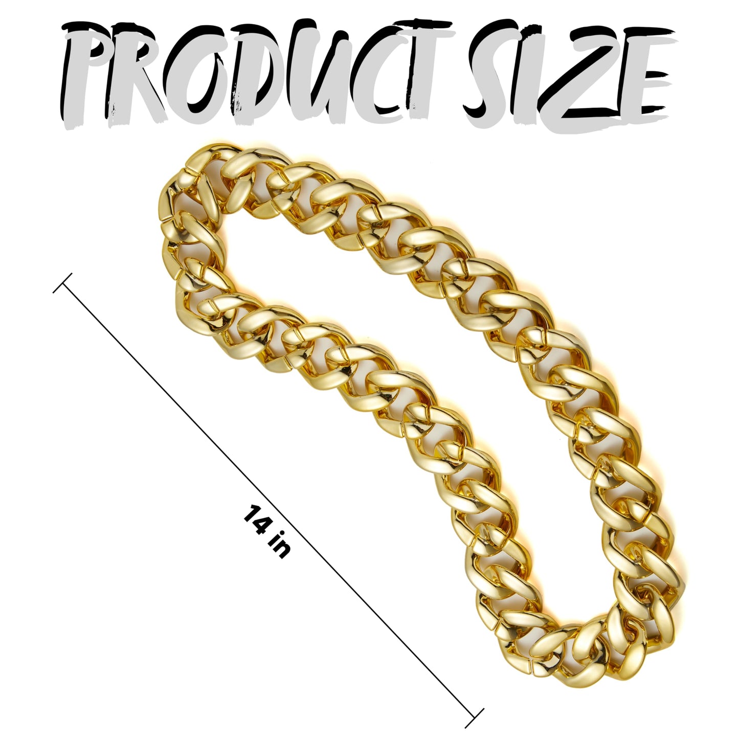 SYNCFUN Halloween Necklace Gold Chain,Plastic Chunky Fake Mens Women Chain,80s 90s Hip Hop Gold Jewlery Outfits Accessory,Halloween Props Costume