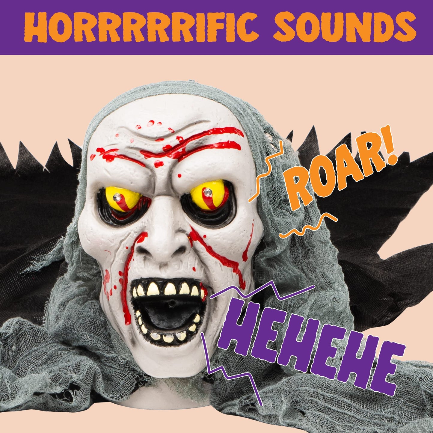 Joyfy Halloween Groundbreaker Animated Halloween Decorations Zombie with Bloodstain,Sound and Flashing Eyes,Outdoor Scary Halloween Yard Decorations