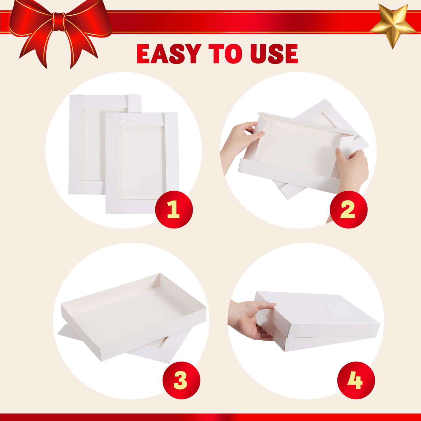 Joyfy 12 Pcs White Kraft Cardboard Boxes Gift Wrap for Christmas Holiday, Festive Xmas Wrapping Shirt and Lingerie Cupcake DIY Boxes