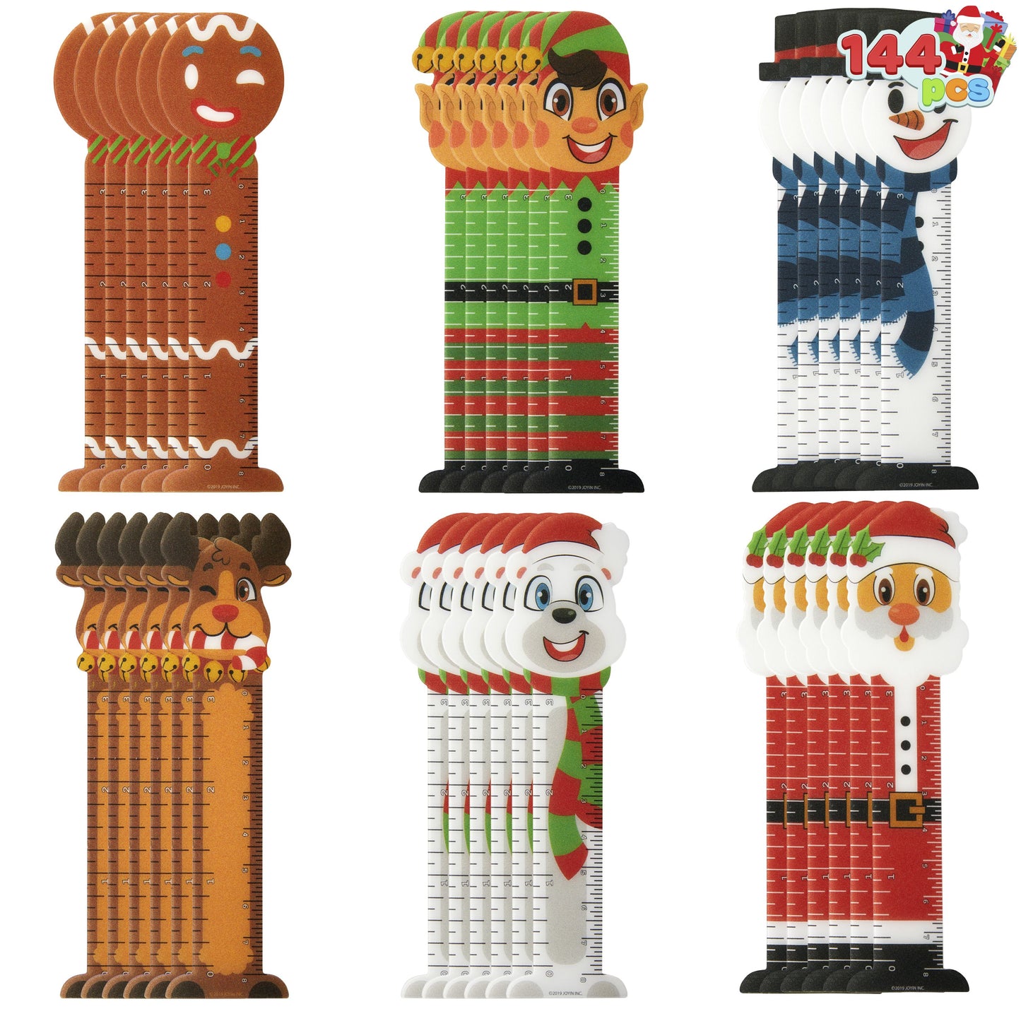 SYNCFUN Christmas Rulers in 6 Designs, 144 Pcs