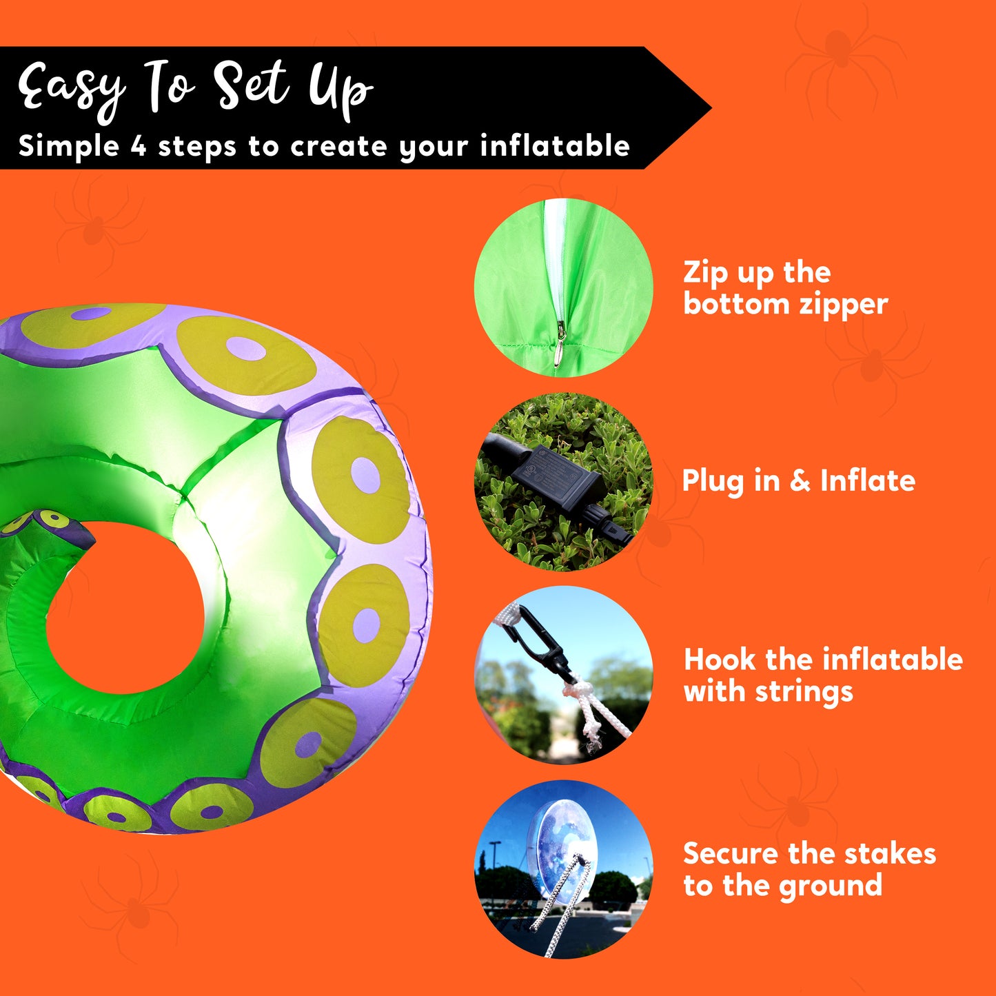 Syncfun 3 Pcs Halloween Inflatable Outdoor Giant Octopus Tentacle Broke Out from Window with Built-in LED Blow Up Inflatable for Window Decoration Yard Garden Lawn Decor