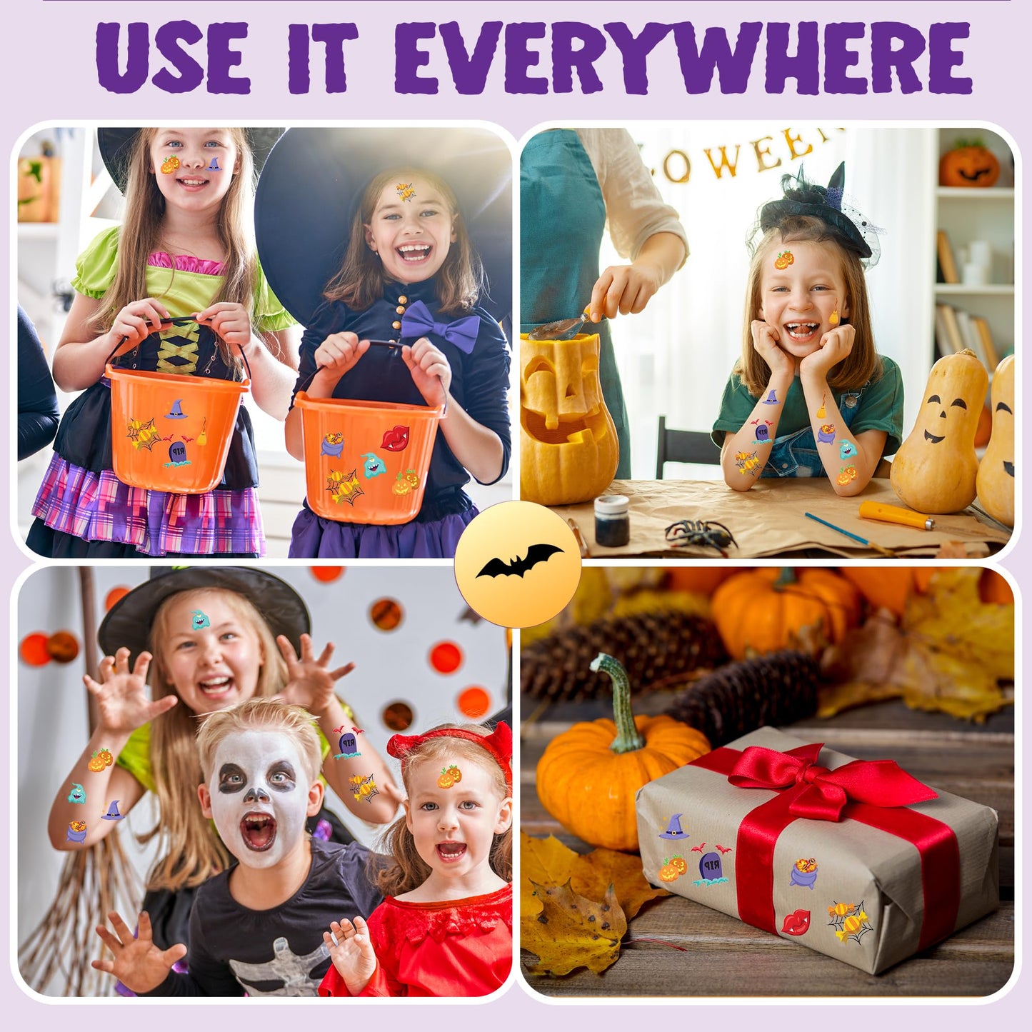 Joyfy 300+ Halloween Temporary Tattoos,Glow in The Dark Tattoos for Kids,Halloween Toys Bulk,Halloween Trick or Treat Toys,Halloween Party Favor