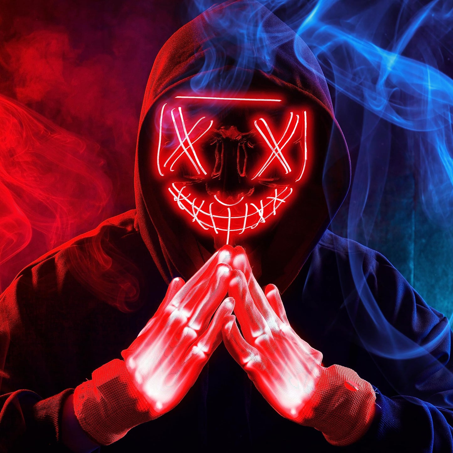 Joyfy Halloween Mask Light up Mask and Gloves,Scary Halloween Costumes Accessories for Boys,Cosplay Halloween Costume Masquerade Parties,Carnival,Gifts