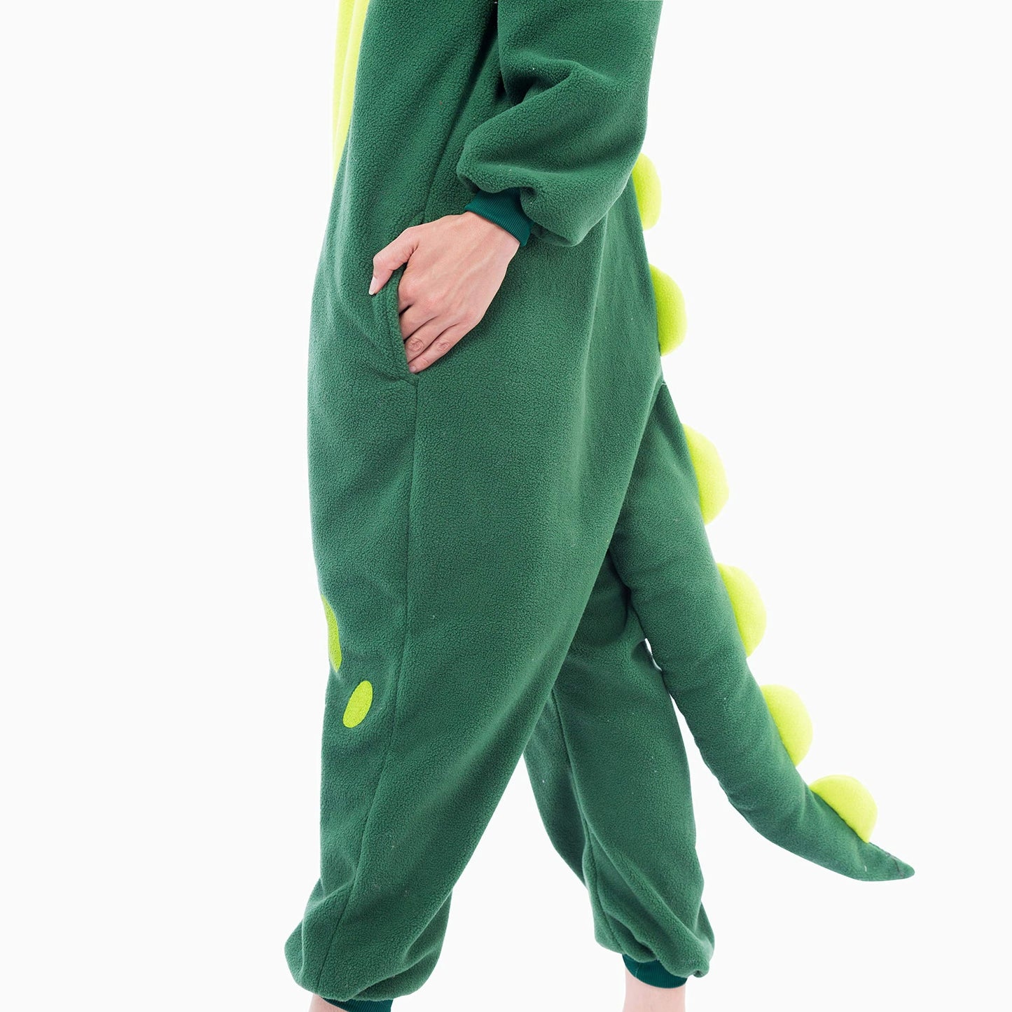 Spooktacular Creations Dinosaur Pajamas Plush for Adult, Halloween Costume for Dress Up Cosplay, Unisex Dinosaur Suit Cute Green-XL