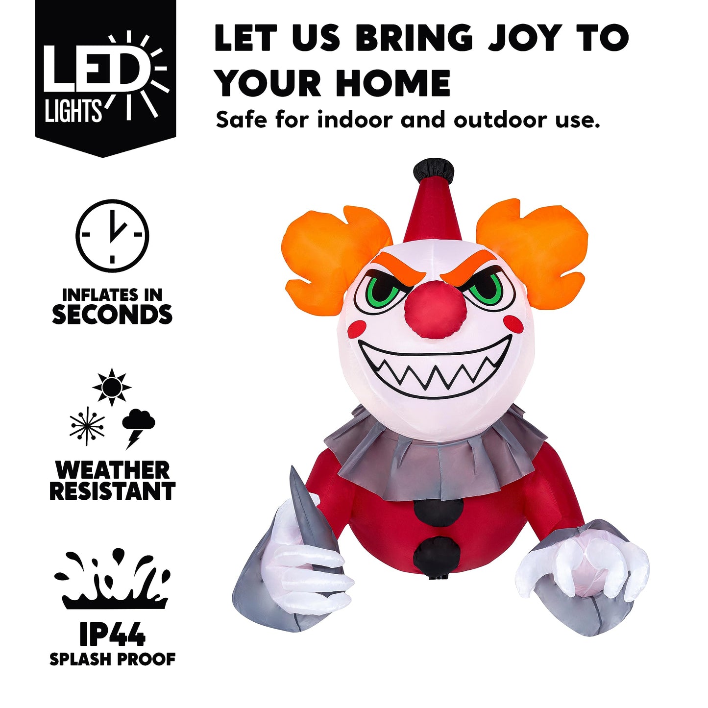 Syncfun 4.5 FT Halloween Inflatable Killer Clown Broke Out from Window with Built-in LED Blow Up Inflatable for Window Decoration Yard Garden Lawn Decor