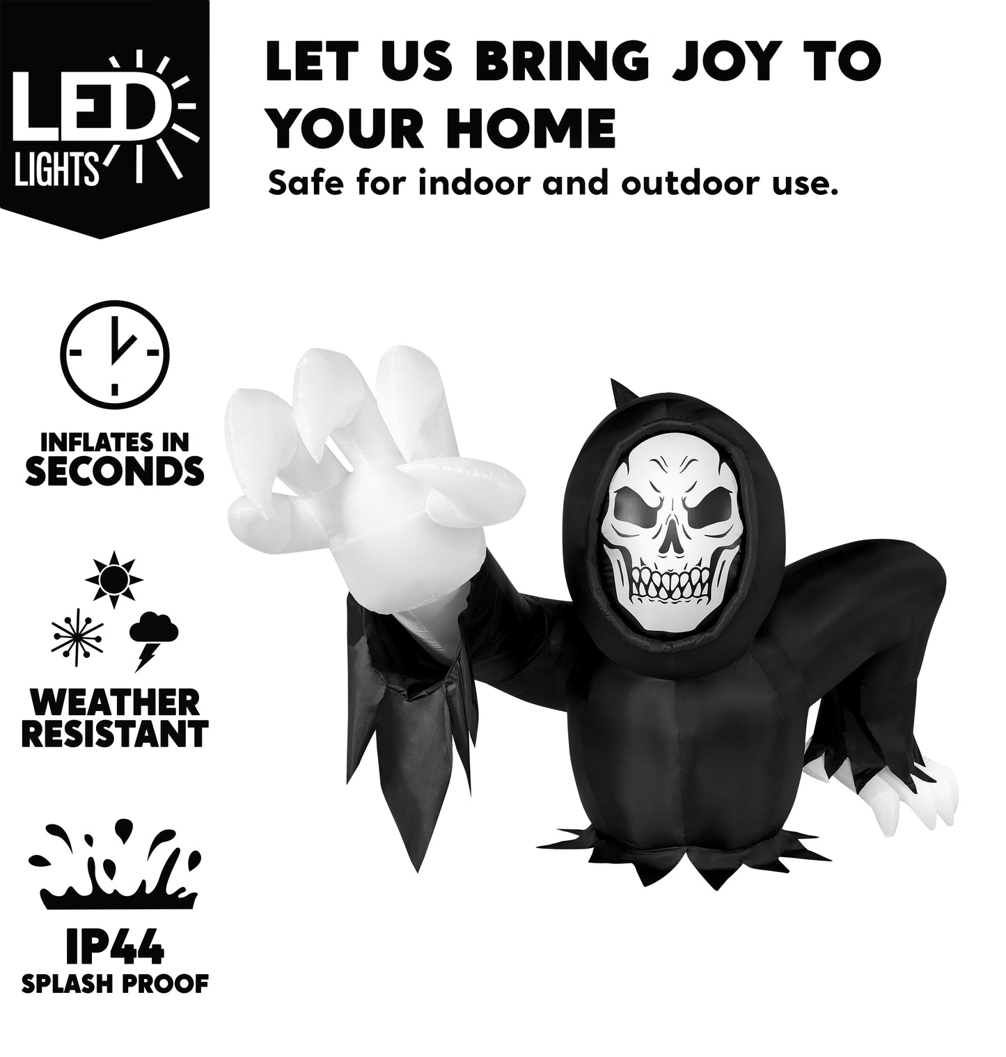 Syncfun 8 FT Halloween Inflatables Long Light Up Grim Reaper Ground Breaker Halloween Inflatables Outdoor Decorations,Blow up Halloween Yard Decorations