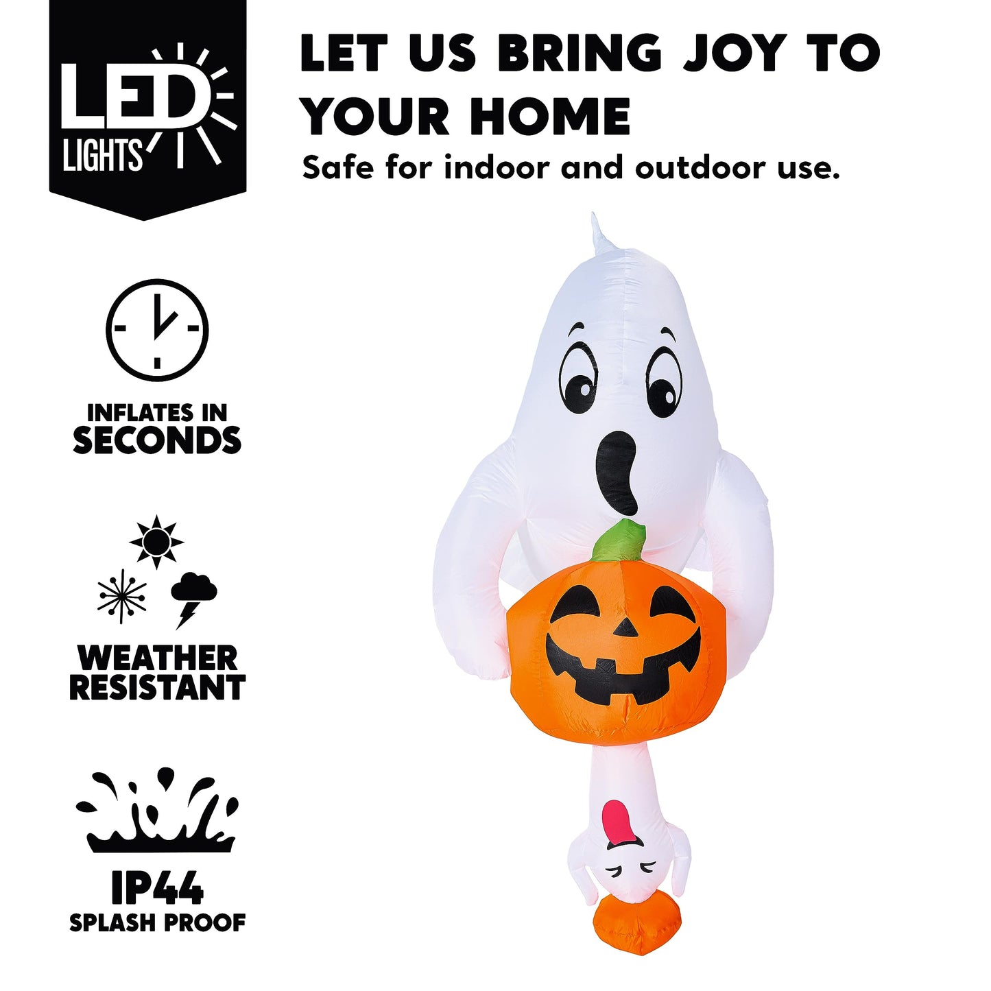 Syncfun 6 FT Halloween Inflatable Ghost Broke Out from Window with Built-in LED Blow Up Inflatable for Window Decoration Yard Garden Lawn Decor